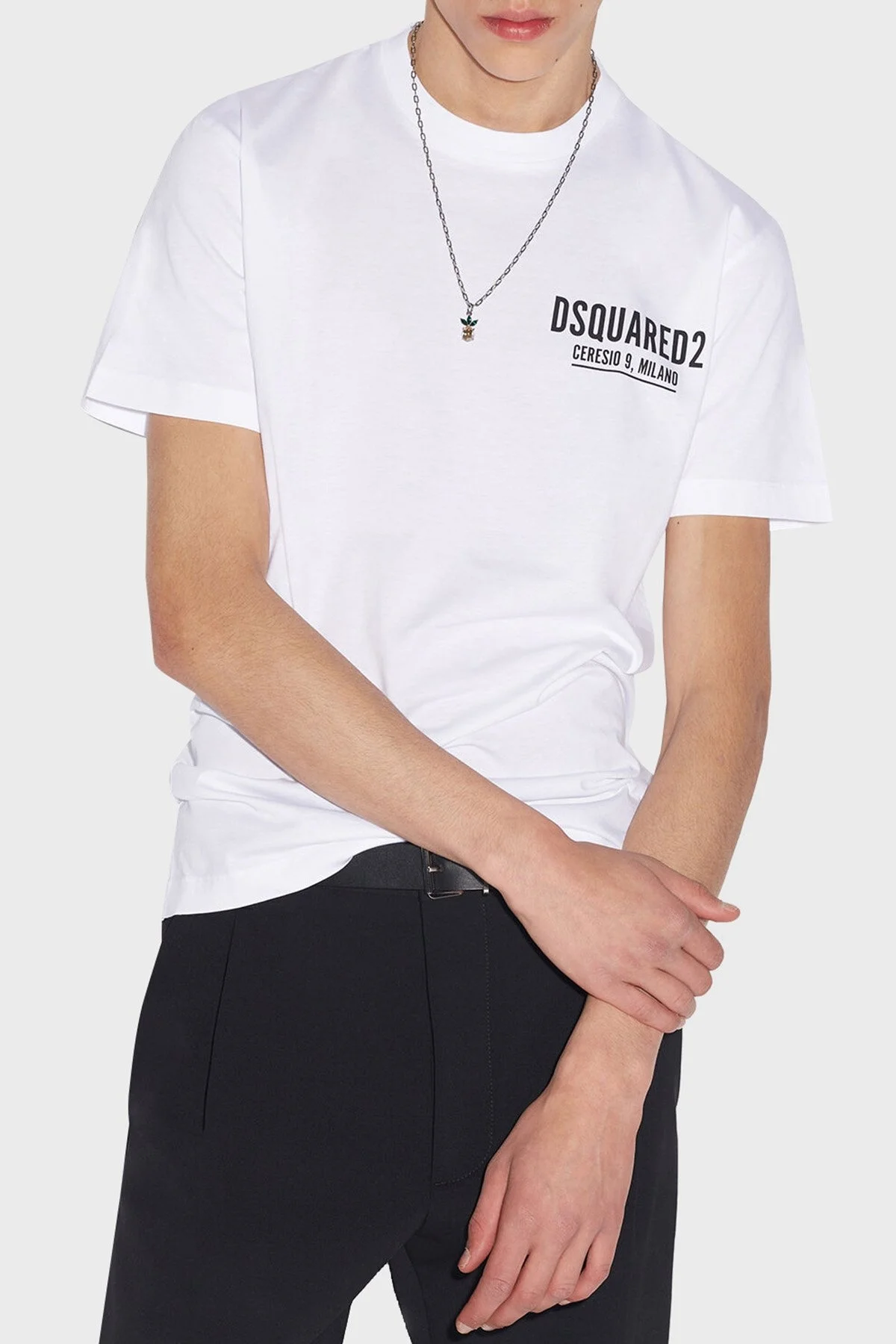 Dsquared2 % 100 Pamuk Relaxed Fit Sıfır Yaka Erkek T Shirt S71GD1116S23009100 BEYAZ - 1
