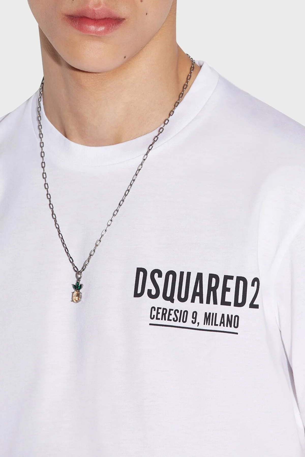 Dsquared2 % 100 Pamuk Relaxed Fit Sıfır Yaka Erkek T Shirt S71GD1116S23009100 BEYAZ - 2