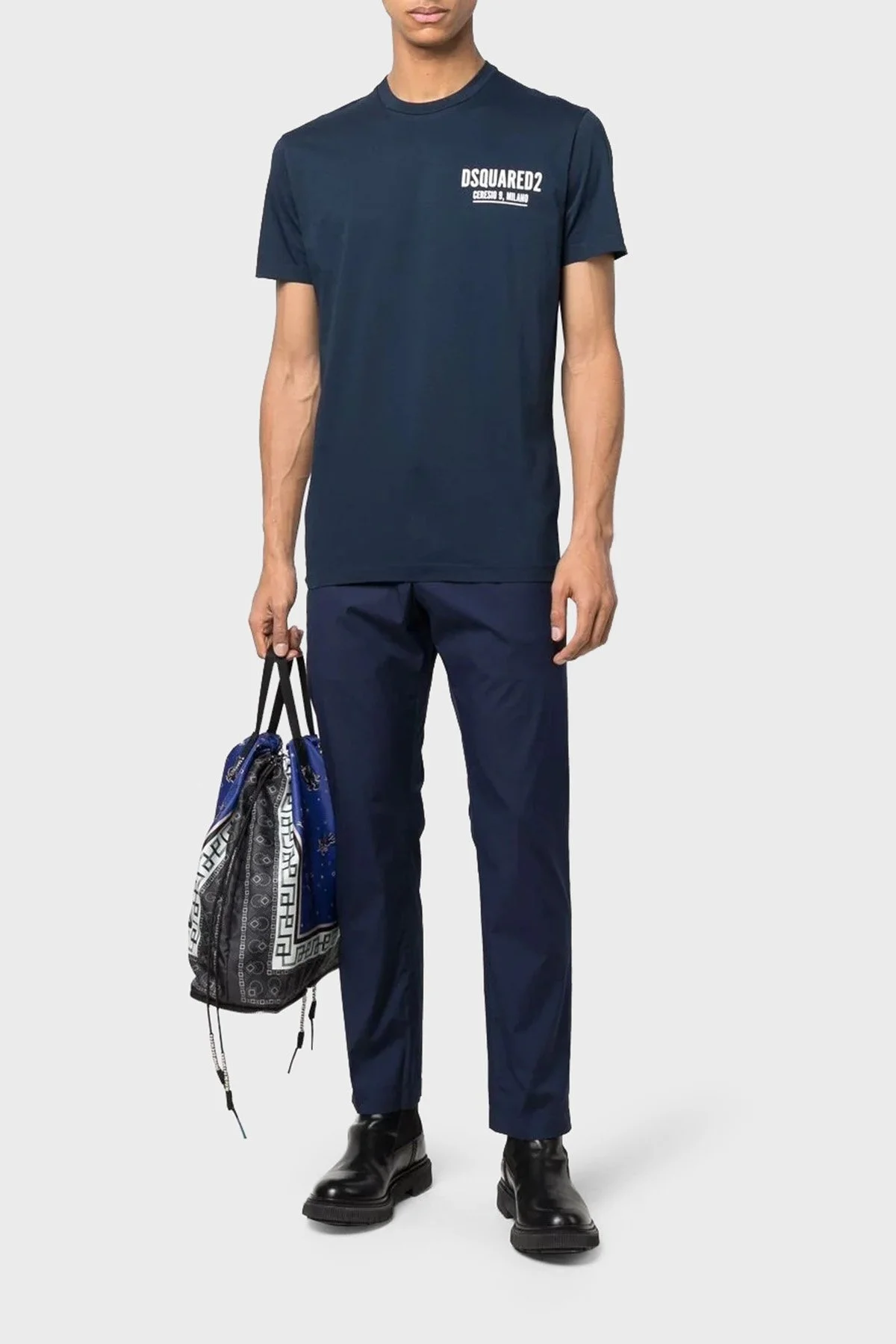 Dsquared2 % 100 Pamuk Relaxed Fit Sıfır Yaka Erkek T Shirt S71GD1116S23009478 LACİVERT - 8