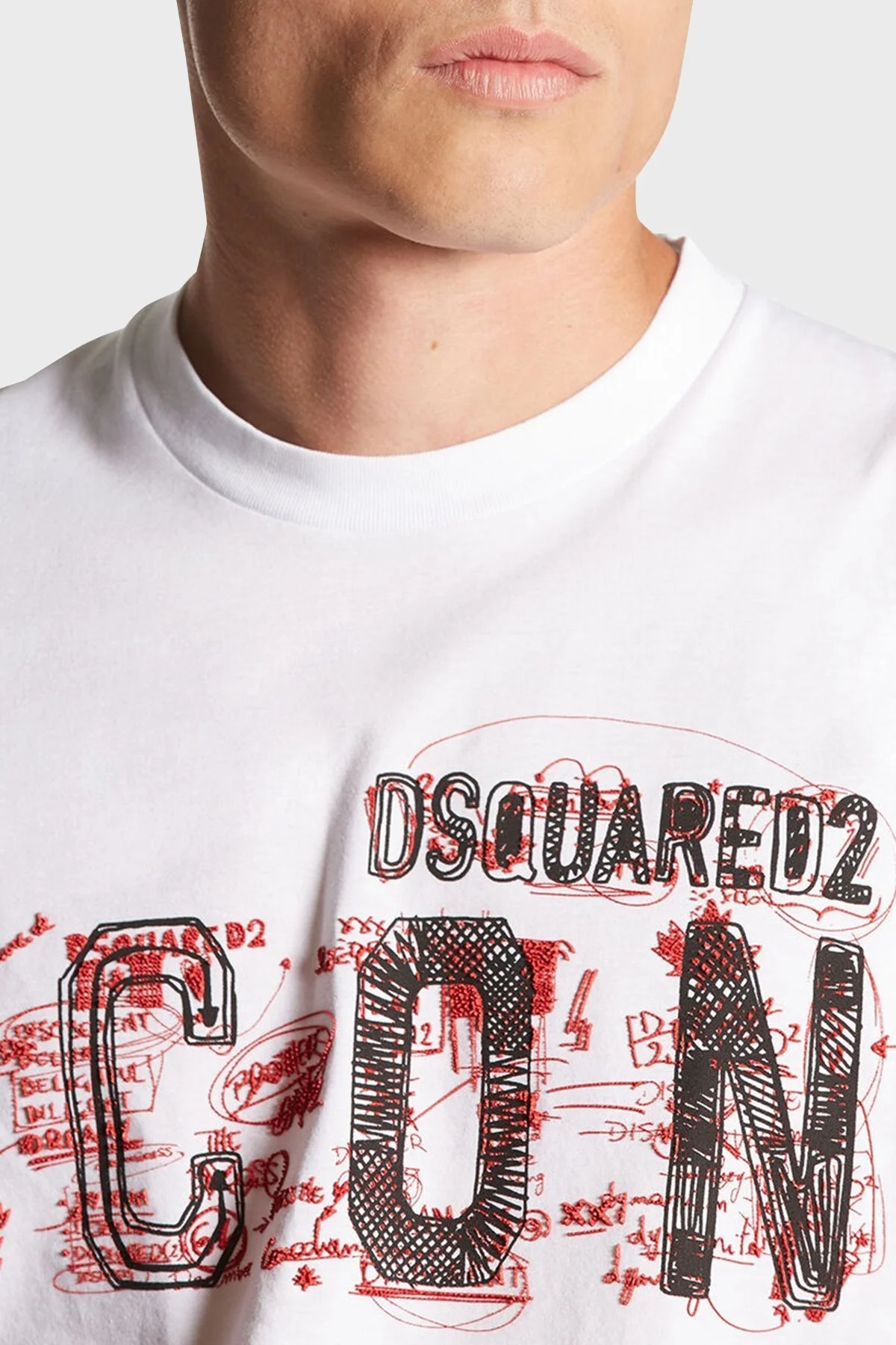 Dsquared2 Baskılı % 100 Pamuk Regular Fit Bisiklet Yaka Erkek T Shirt S79GC0084 S23009 100 BEYAZ - 7