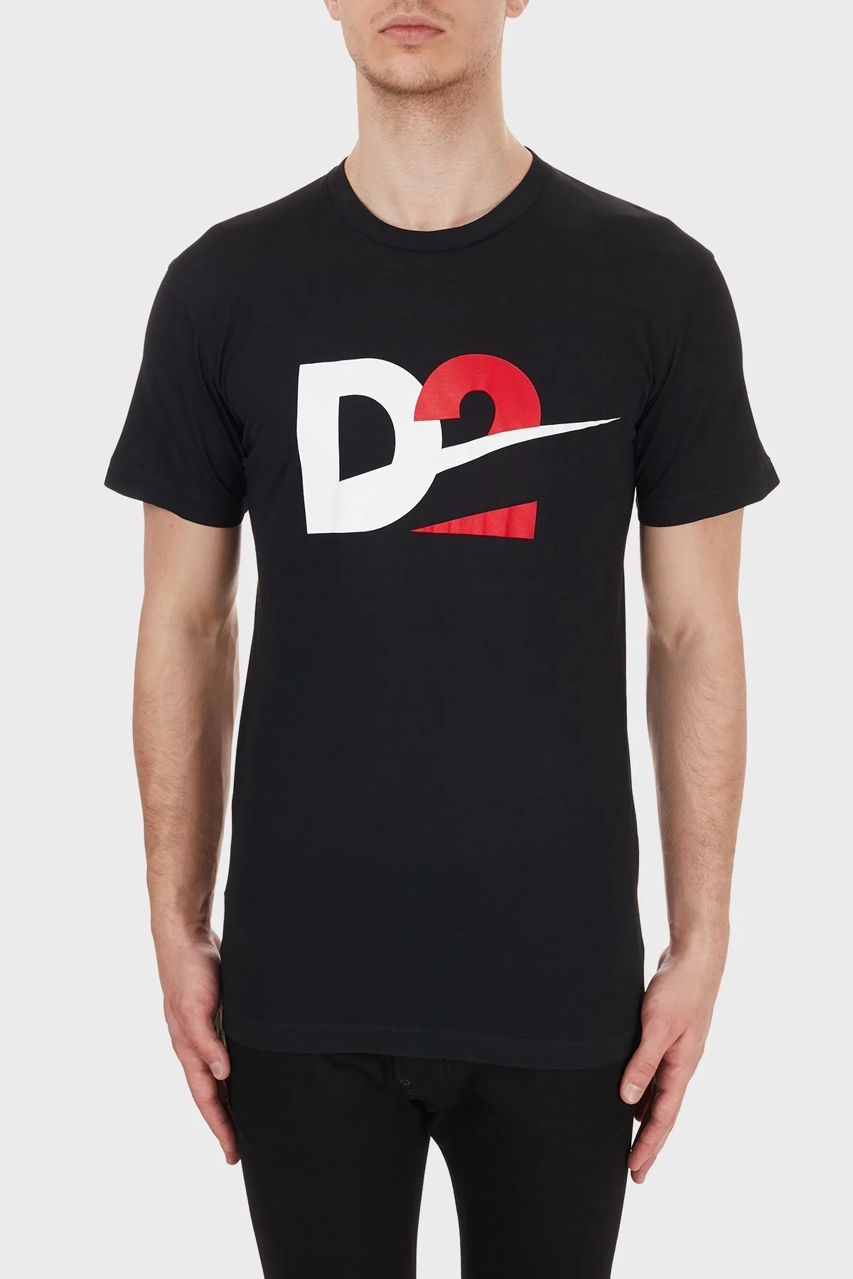 Dsquared2 Baskılı Bisiklet Yaka % 100 Pamuk T Shir Erkek T Shirt S74GD0728 S21600 900 SİYAH - 1