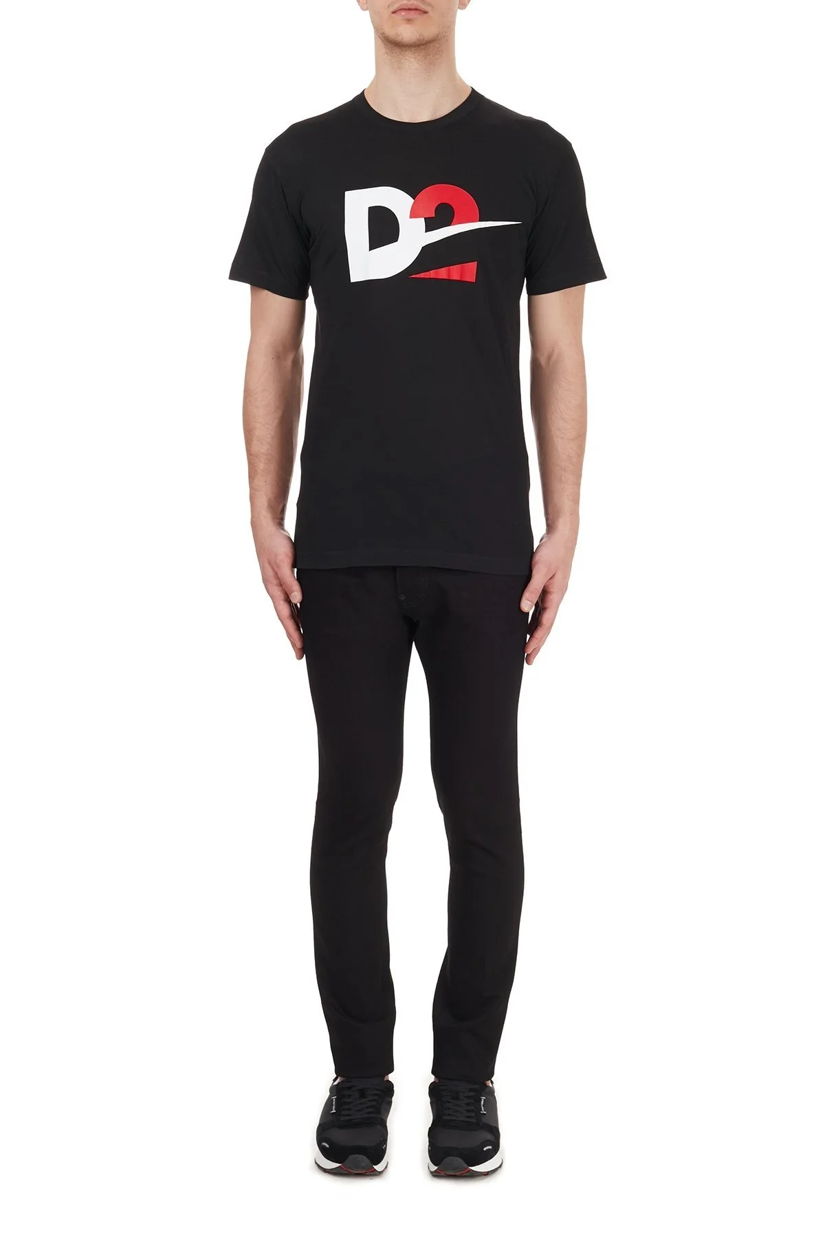 Dsquared2 Baskılı Bisiklet Yaka % 100 Pamuk T Shir Erkek T Shirt S74GD0728 S21600 900 SİYAH - 5