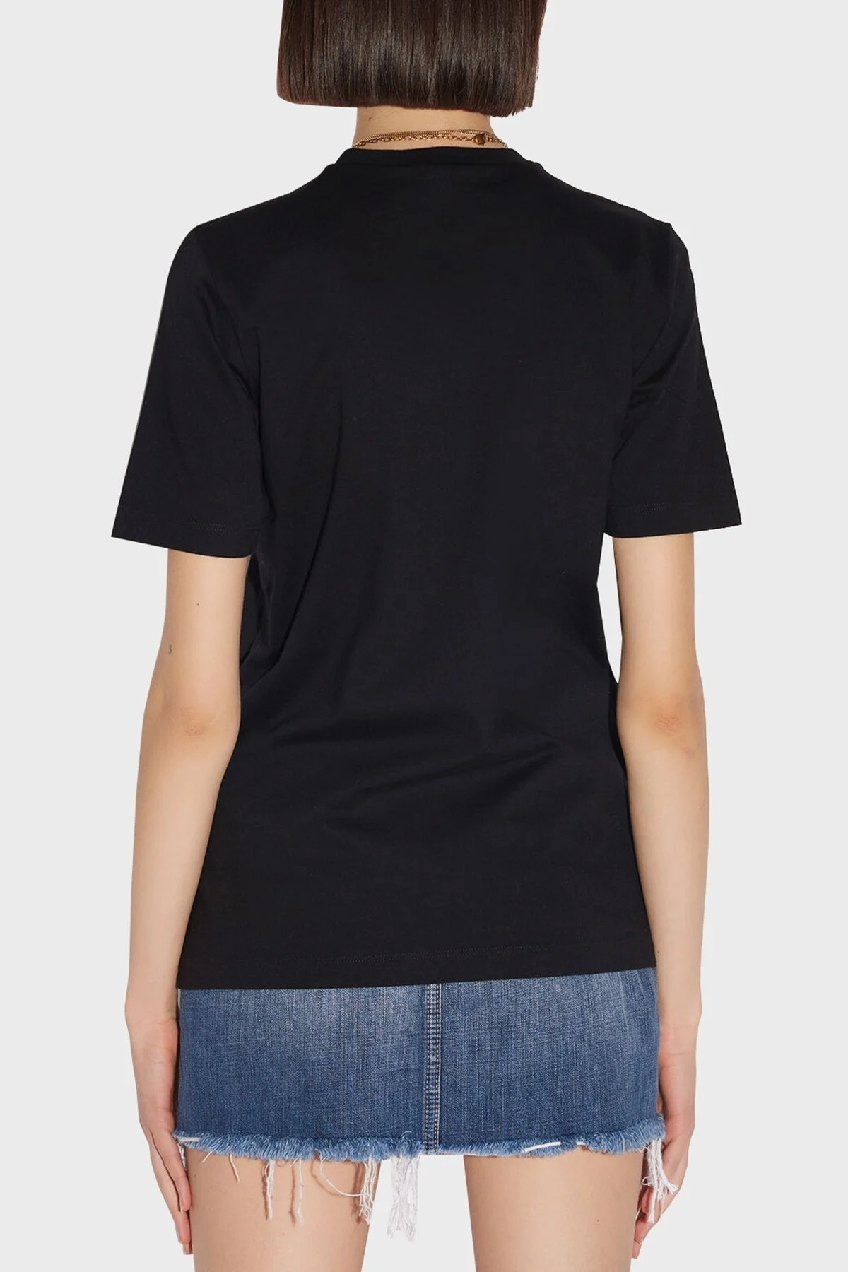 Dsquared2 Baskılı Bisiklet Yaka % 100 Pamuk Regular Fit Bayan T Shirt S72GD0318 S23009 900 SİYAH - 2