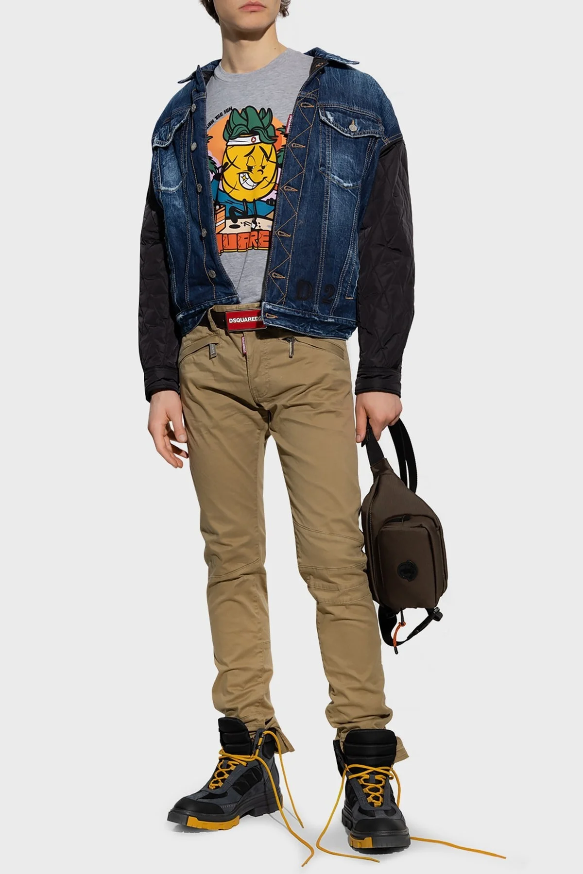 Dsquared2 Baskılı Bisiklet Yaka Pamuklu Regular Fit Erkek T Shirt S71GD1263 S221468 57M GRİ - 8