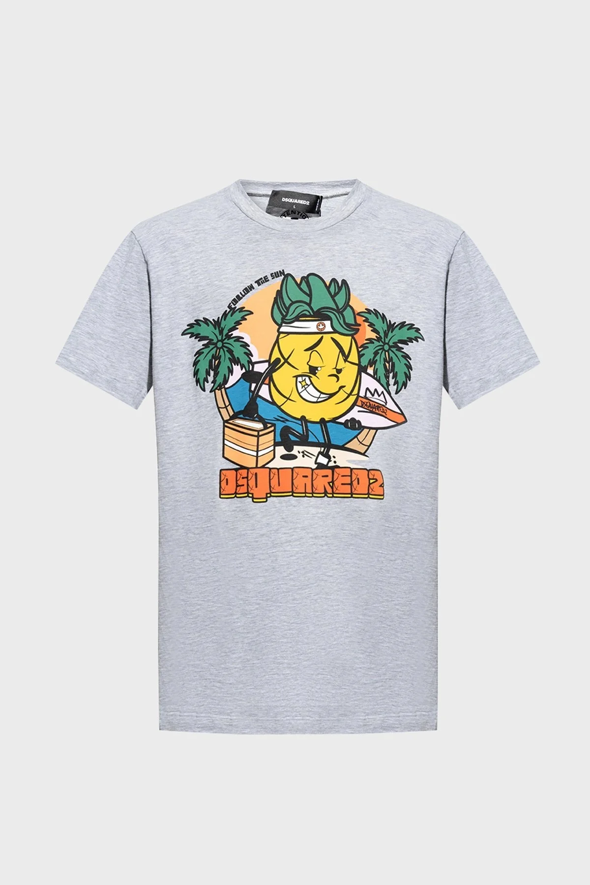 Dsquared2 Baskılı Bisiklet Yaka Pamuklu Regular Fit Erkek T Shirt S71GD1263 S221468 57M GRİ - 10