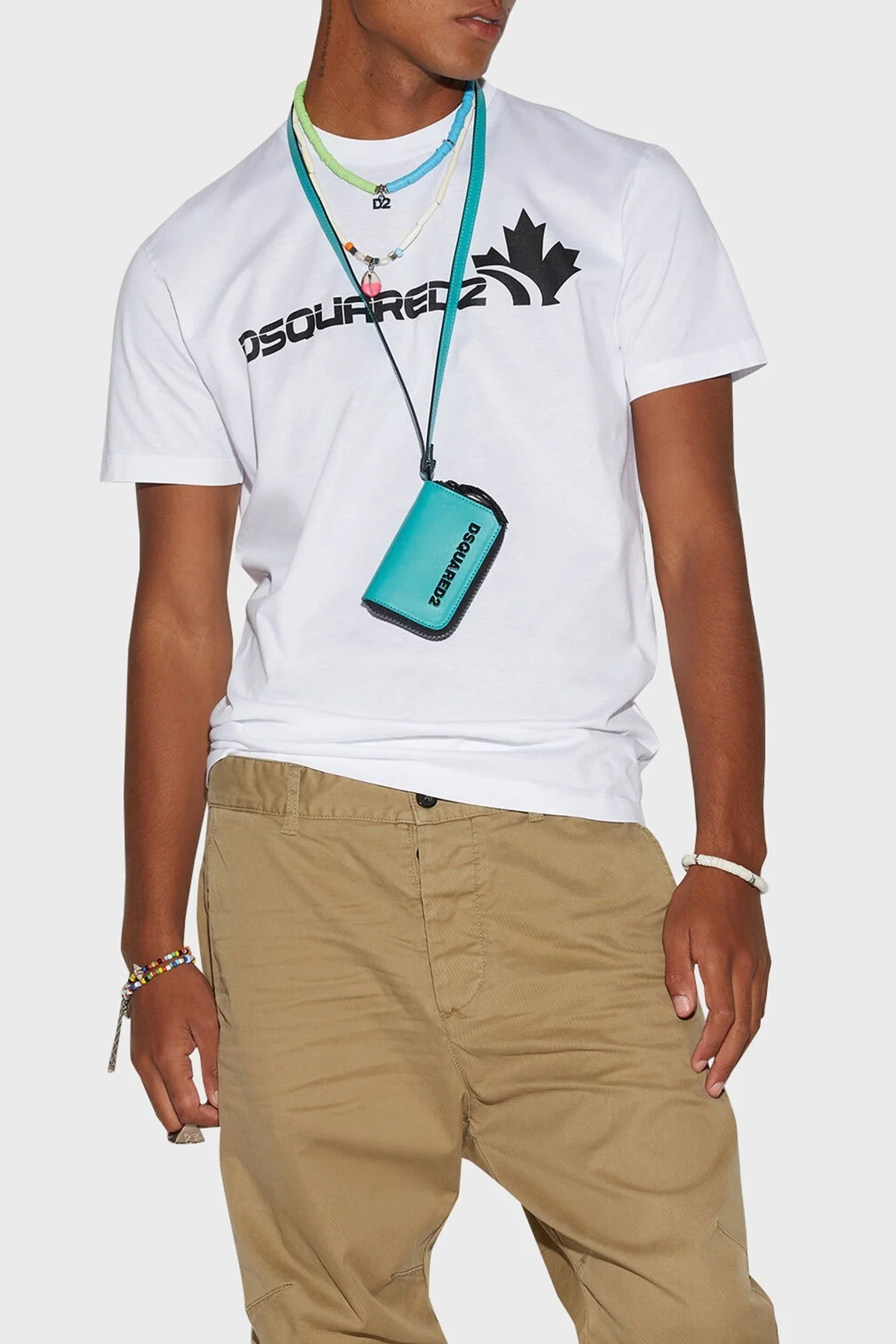 Dsquared2 Baskılı Bisiklet Yaka Pamuklu Regular Fit Erkek T Shirt S71GD1278 S23009 100 BEYAZ - 1