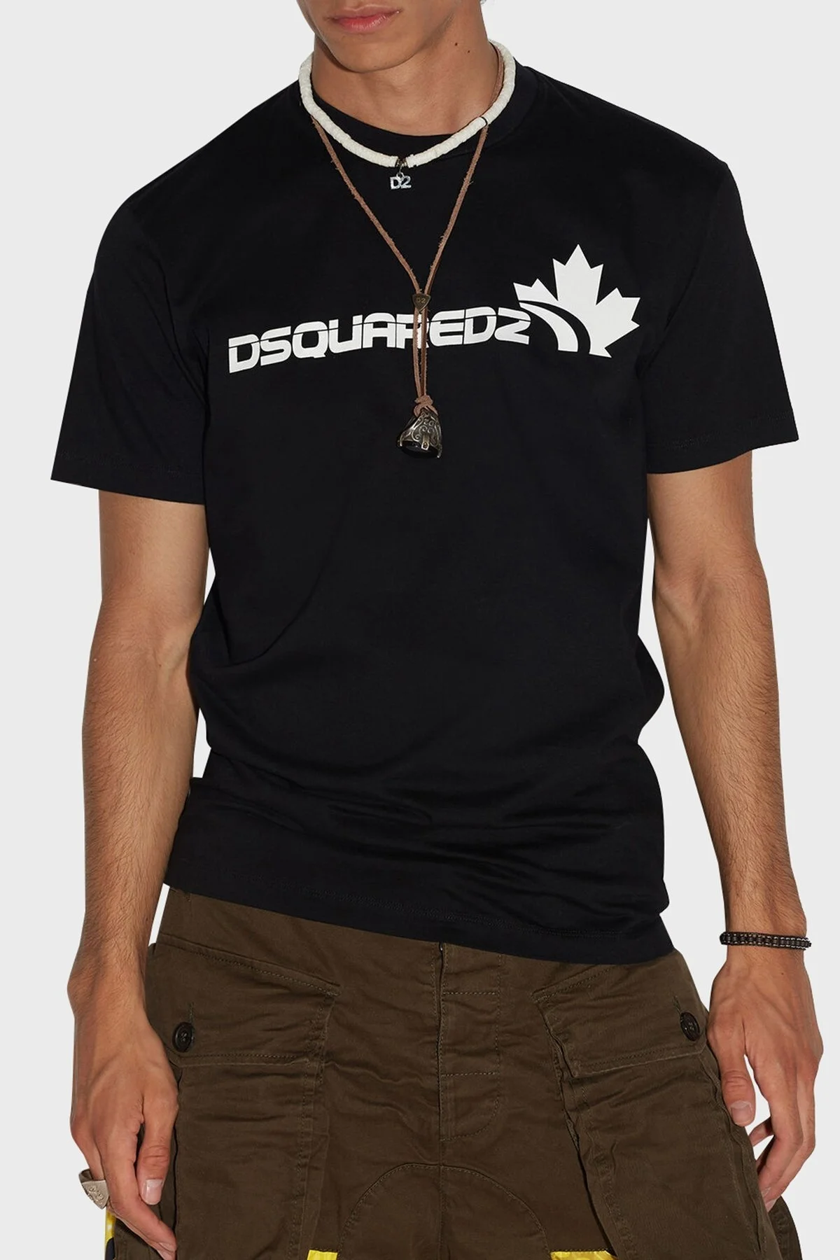 Dsquared2 Baskılı Bisiklet Yaka Pamuklu Regular Fit Erkek T Shirt S71GD1278 S23009 900 SİYAH - 1