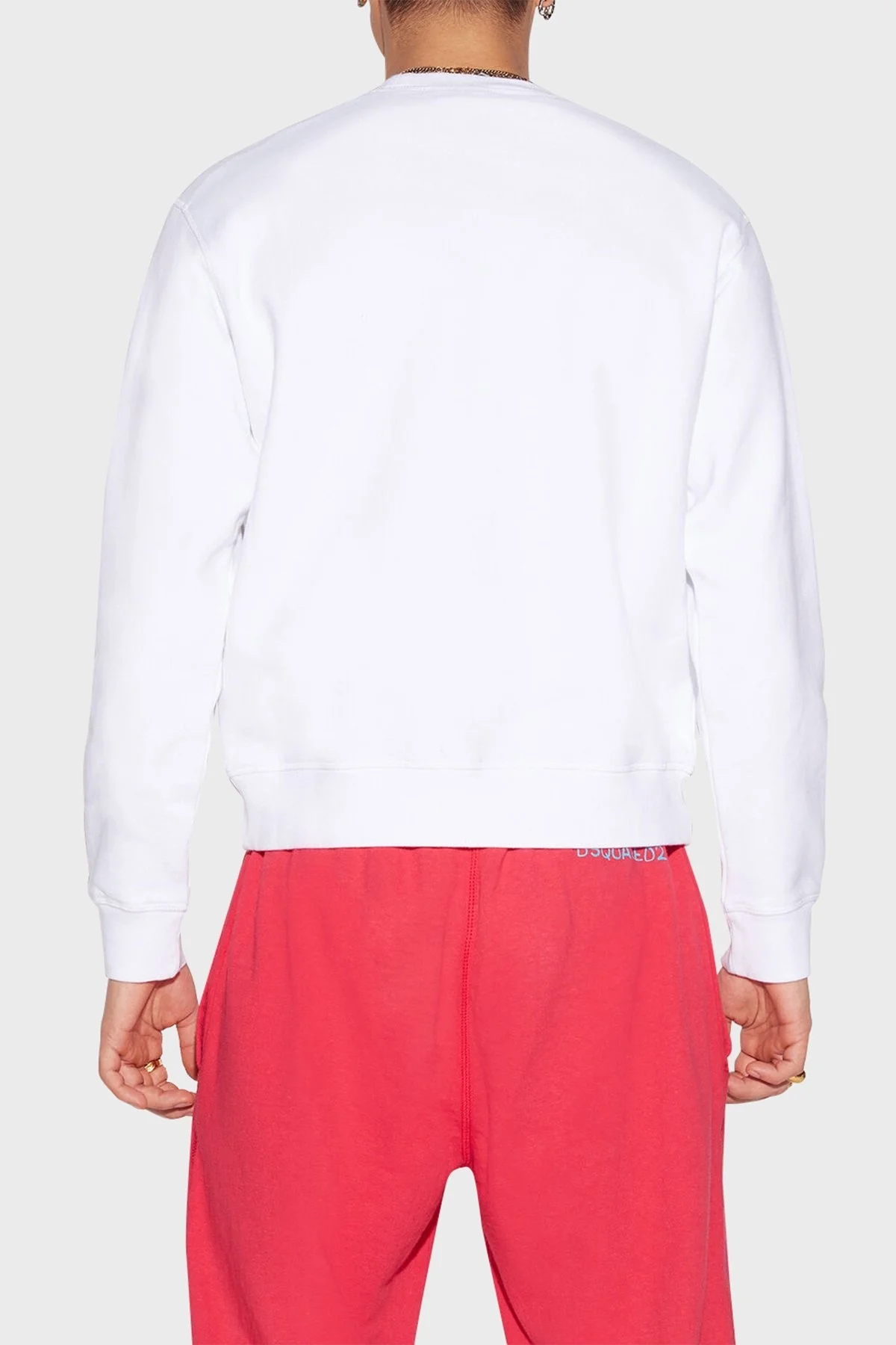 Dsquared2 Baskılı Bisiklet Yaka Pamuklu Slim Fit Erkek Sweat S79GU0073 S25516 100 BEYAZ - 2