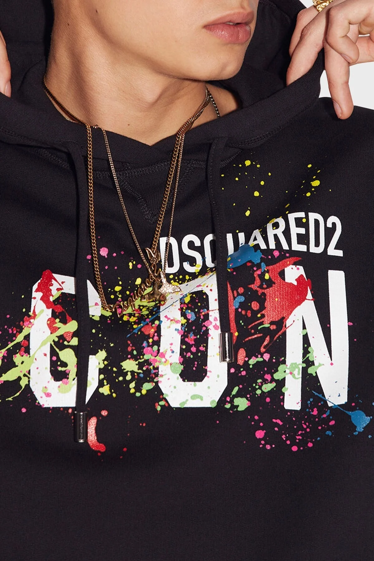 Dsquared2 Baskılı Kapüşonlu % 100 Pamuk Regular Fit Erkek Sweat S79GU0072 S25516 900 SİYAH - 3