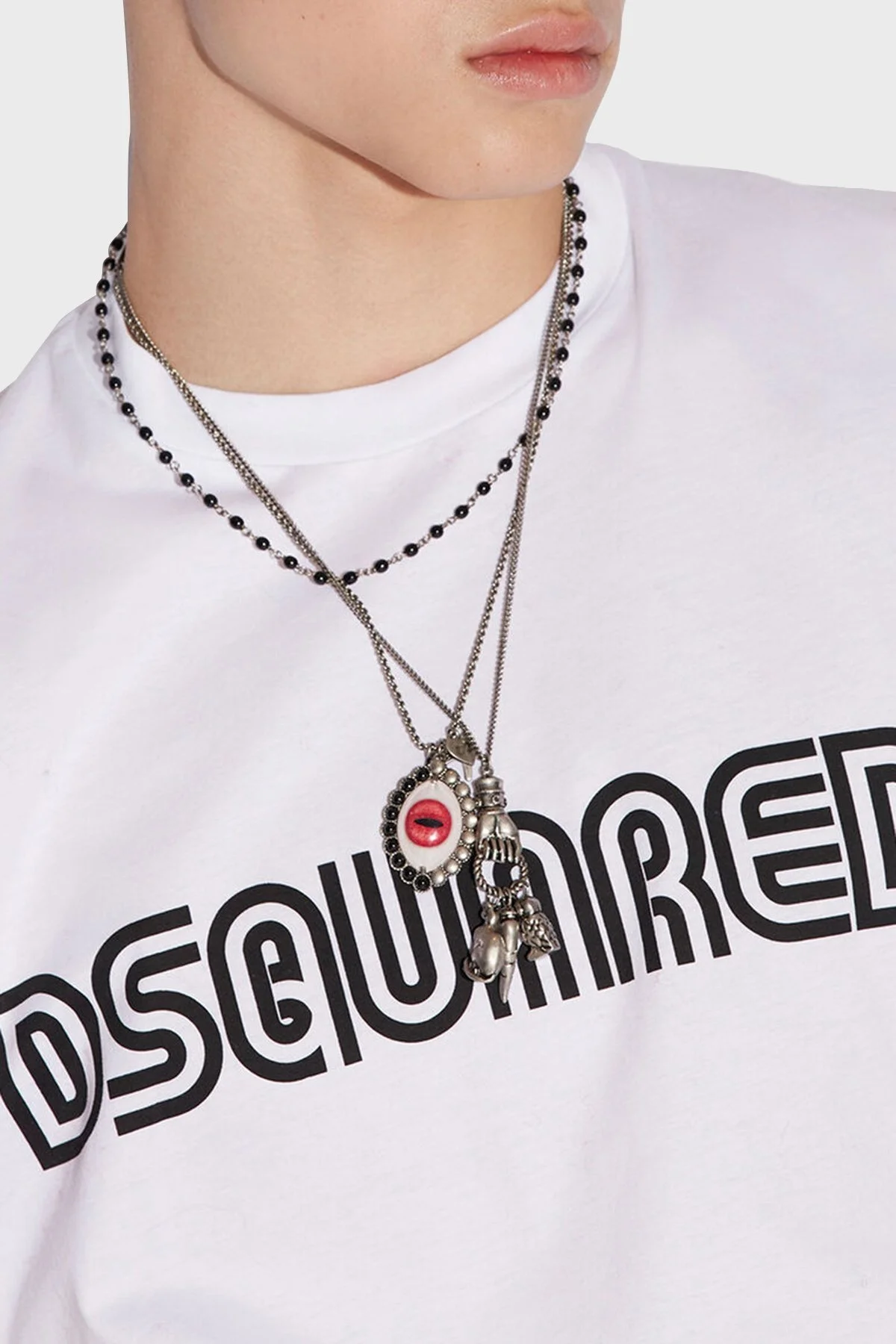 Dsquared2 Baskılı Pamuklu Regular Fit Bisiklet Yaka Erkek T Shirt S71GD1186 S23009 100 BEYAZ - 3