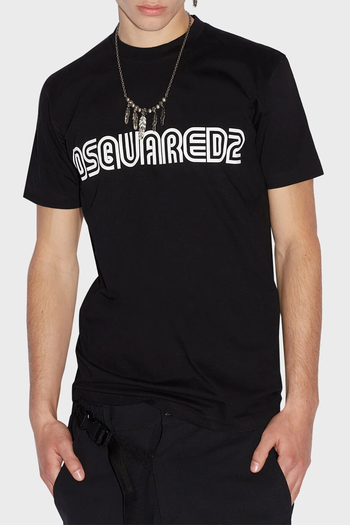 Dsquared2 Baskılı Pamuklu Regular Fit Bisiklet Yaka Erkek T Shirt S71GD1186 S23009 900 SİYAH - 1