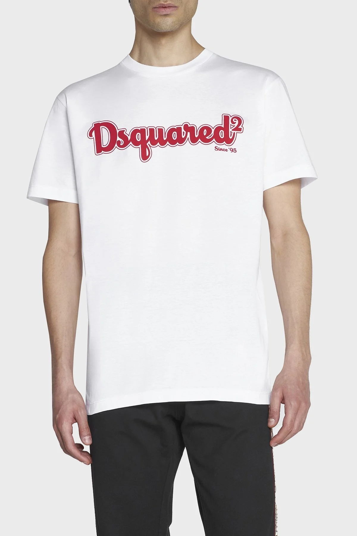 Dsquared2 Baskılı Pamuklu Regular Fit Bisiklet Yaka Erkek T Shirt S71GD1228 S23009 100 BEYAZ - 1