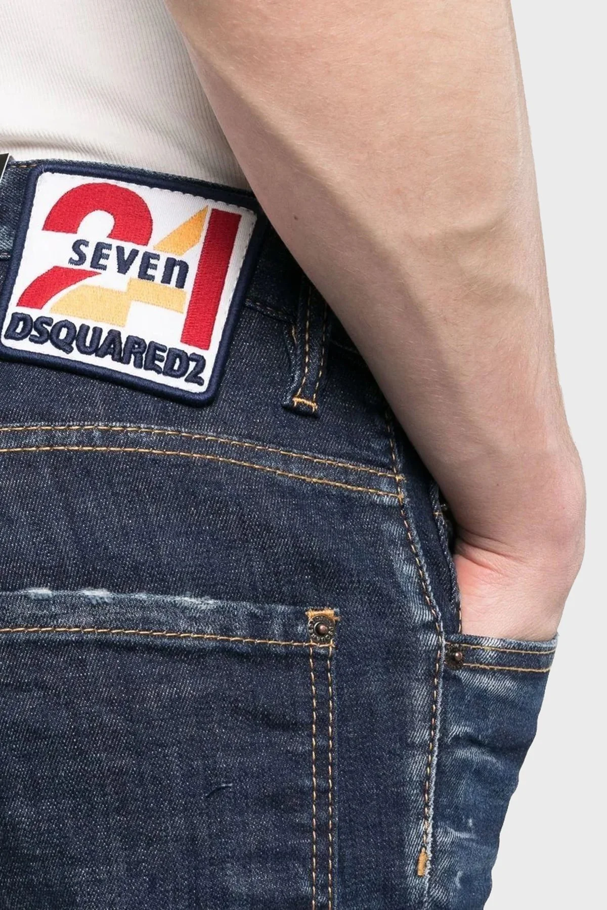 Dsquared2 Cool Guy Pamuklu Normal Bel Skinny Fit Dar Paça Jeans Erkek Kot Pantolon S74LB1231 S30342 470 LACİVERT - 4