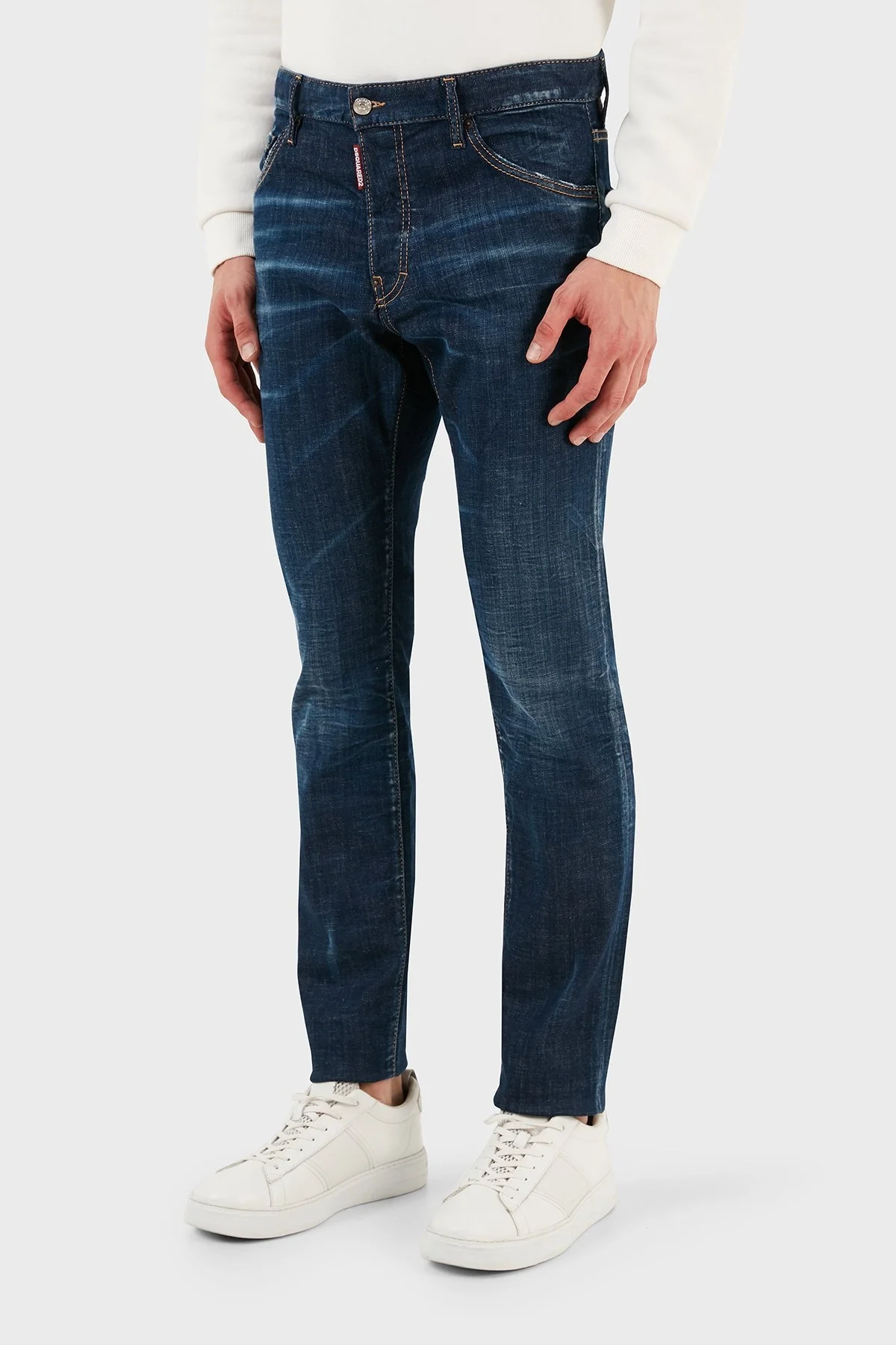 Dsquared2 Cool Guy Pamuklu Slim Fit Jeans Erkek Kot Pantolon S74LB1230 S30342 470 LACİVERT - 9