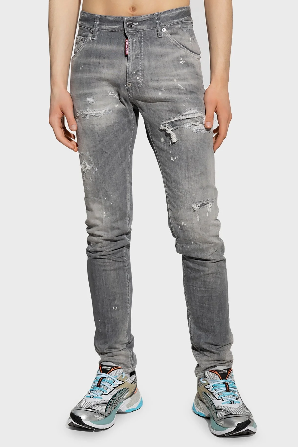 Dsquared2 Cool Guy Streç Pamuklu Normal Bel Slim Fit Jeans Erkek Kot Pantolon S71LB1147 S30260 852 GRİ - 1