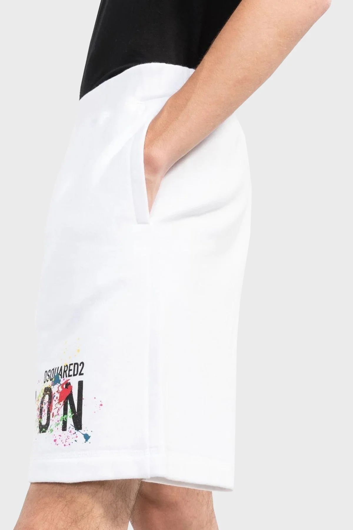 Dsquared2 Elastik Bel Bantlı Pamuklu Regular Fit Erkek Short S79MU0038 S25516 100 BEYAZ - 4