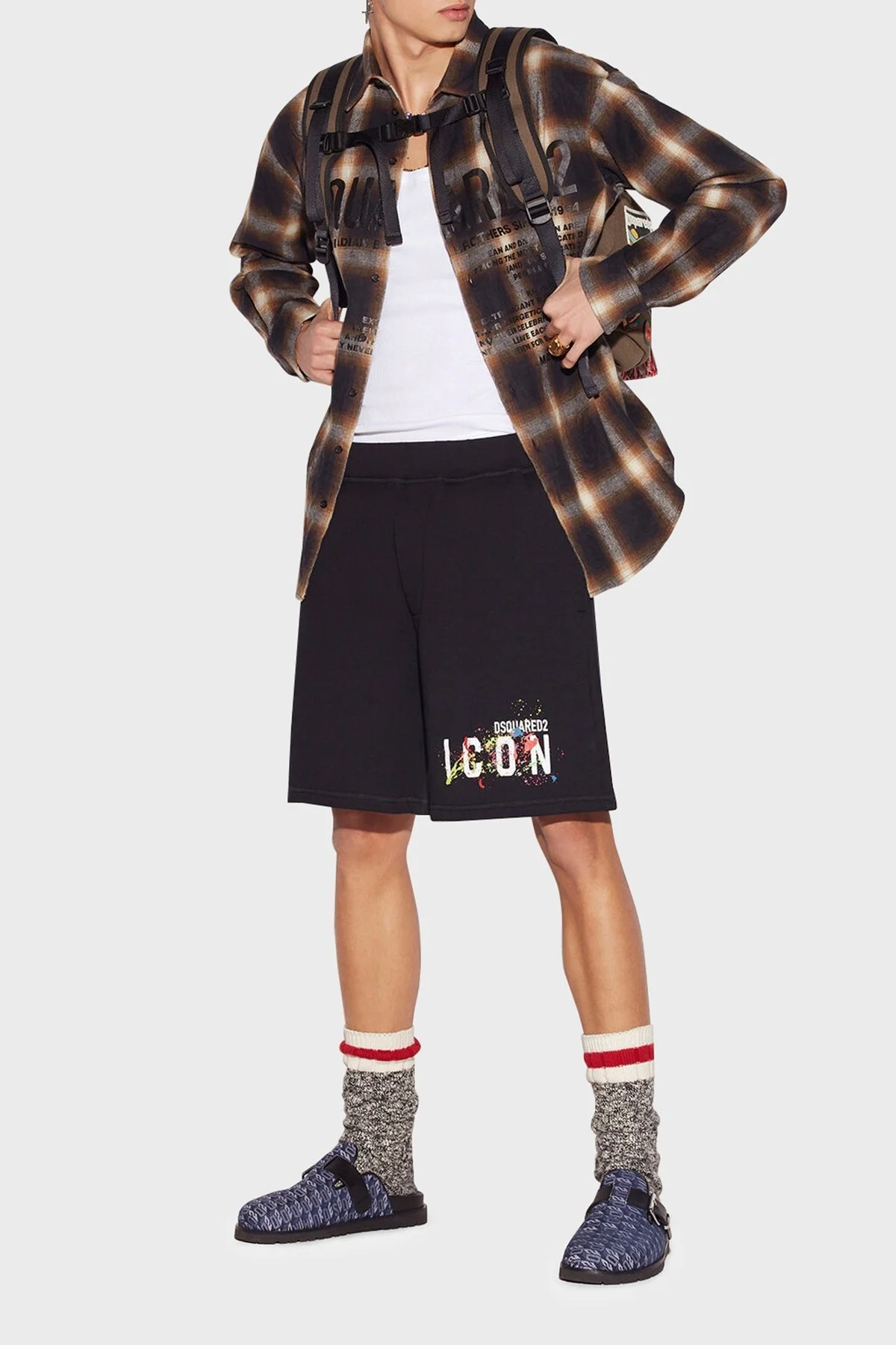 Dsquared2 Elastik Bel Bantlı Pamuklu Regular Fit Erkek Short S79MU0038 S25516 900 SİYAH - 1