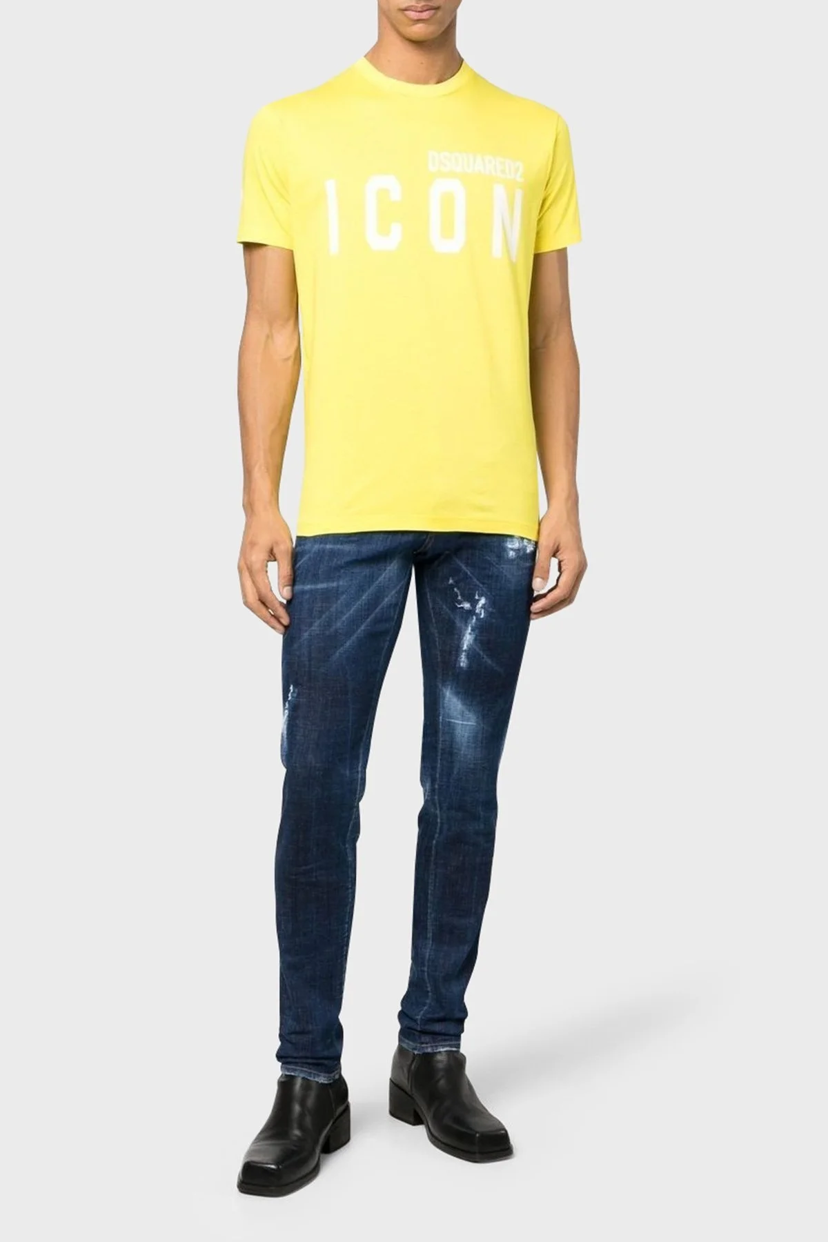 Dsquared2 Icon Cool Slim Fit Pamuklu Jarse Erkek T Shirt S79GC0003 S23009 171 SARI - 2