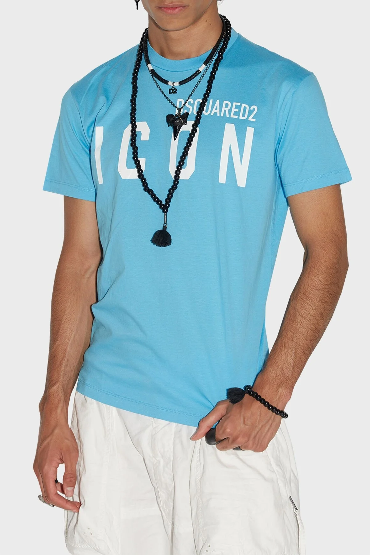 Dsquared2 Icon Cool Slim Fit Pamuklu Jarse Erkek T Shirt S79GC0003 S23009 514 MAVİ - 4