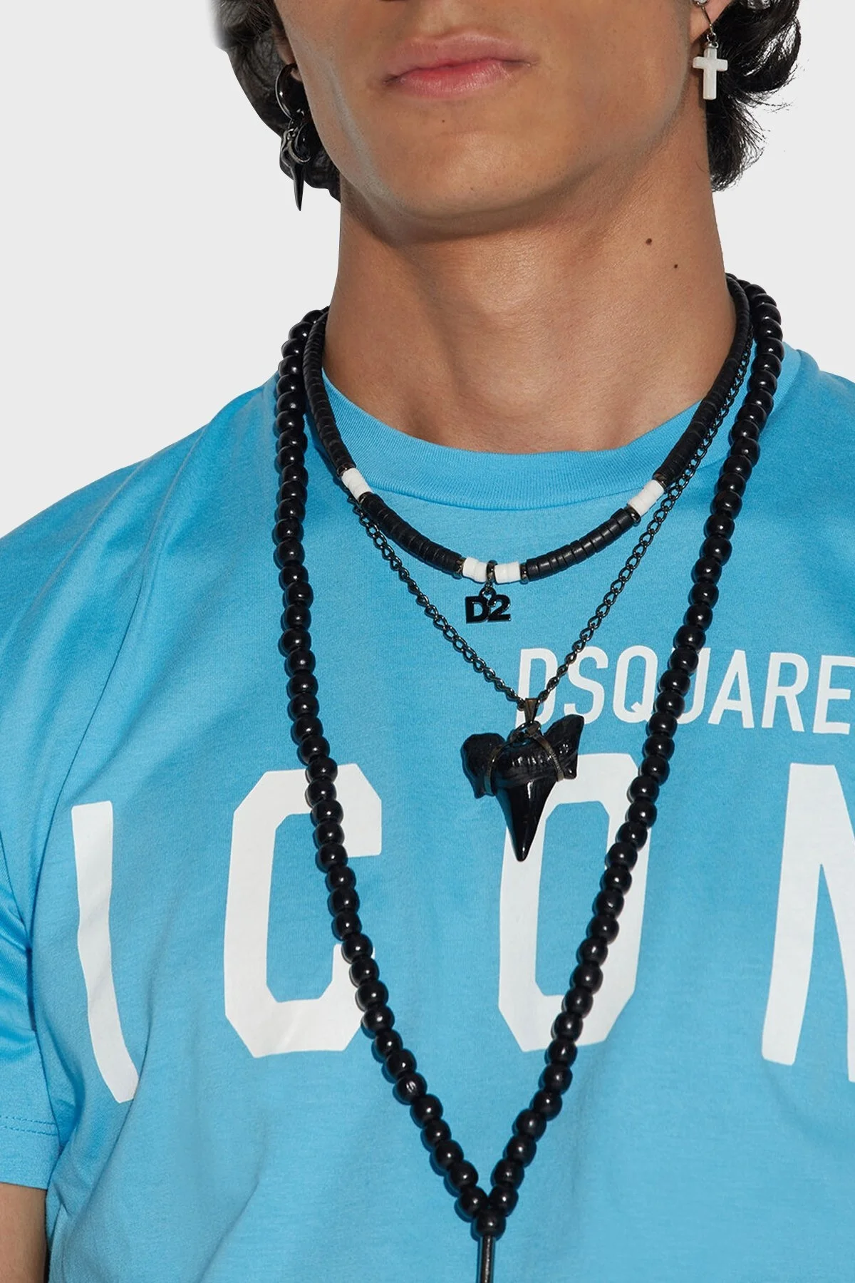 Dsquared2 Icon Cool Slim Fit Pamuklu Jarse Erkek T Shirt S79GC0003 S23009 514 MAVİ - 6