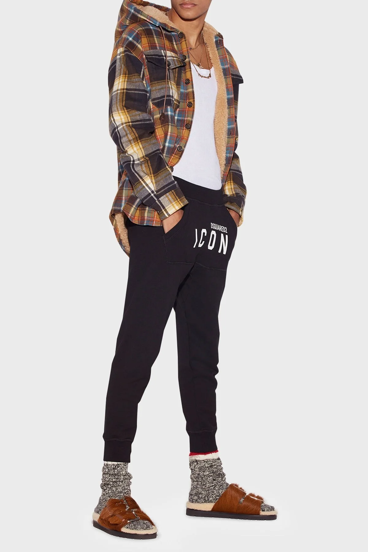 Dsquared2 Icon Dean Elastik Bel Bantlı % 100 Pamuk Regular Fit Jogger Erkek Pantolon S79KA0001 S25516 965 SİYAH - 8