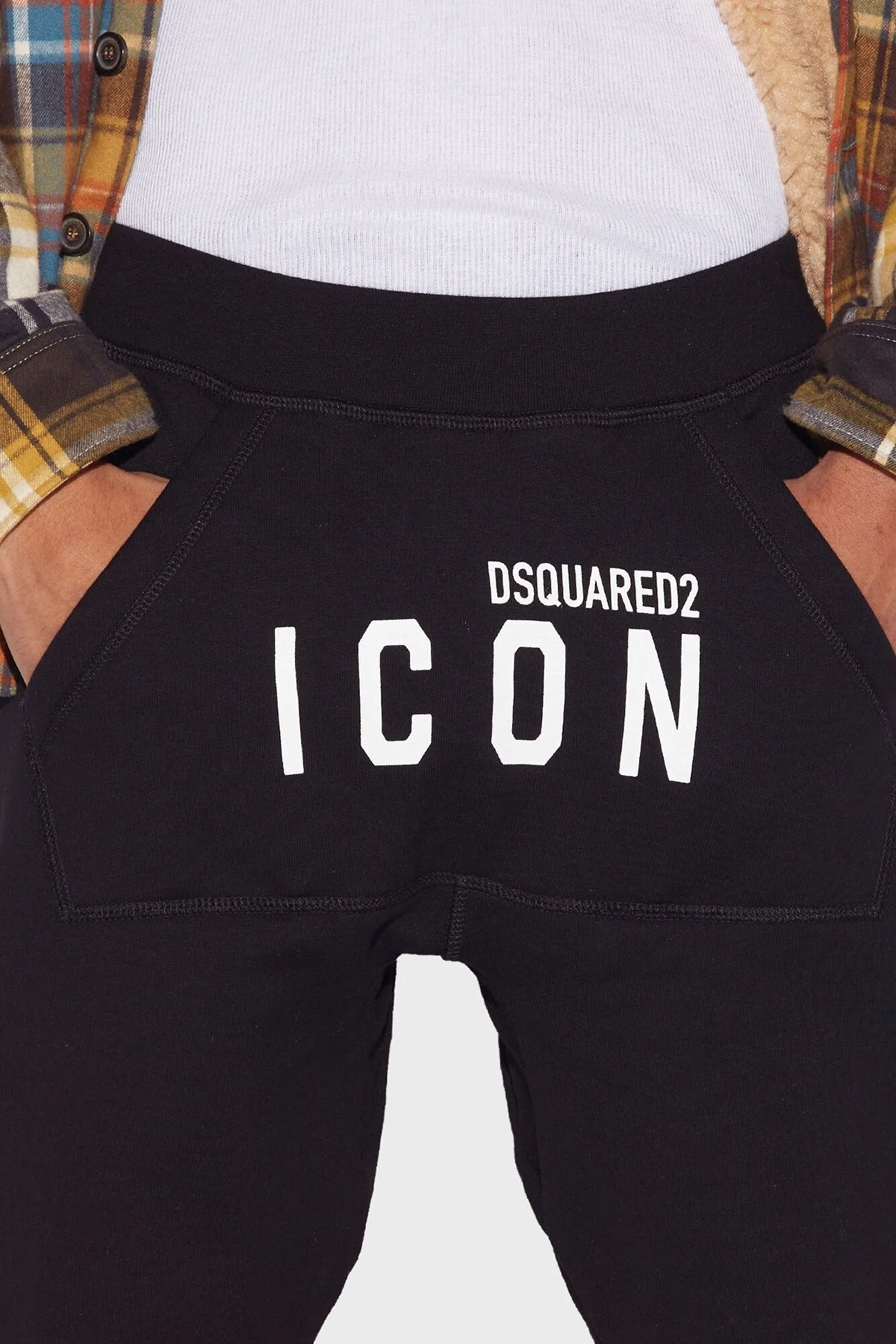 Dsquared2 Icon Dean Elastik Bel Bantlı % 100 Pamuk Regular Fit Jogger Erkek Pantolon S79KA0001 S25516 965 SİYAH - 9