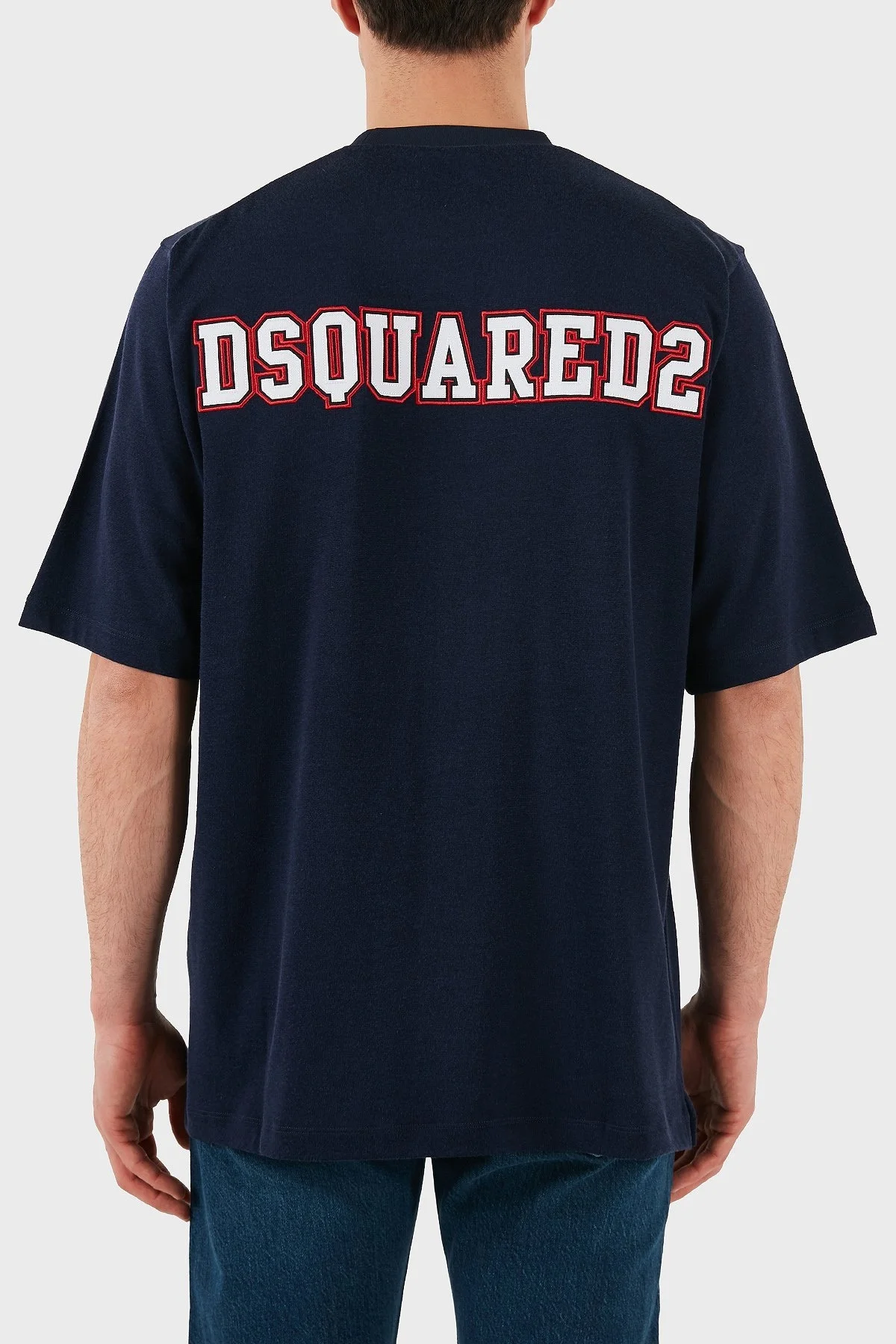 Dsquared2 Logo Baskılı Regular Fit Pamuklu Bisiklet Yaka Erkek T Shirt S74GD1266 S21658 478 LACİVERT - 8