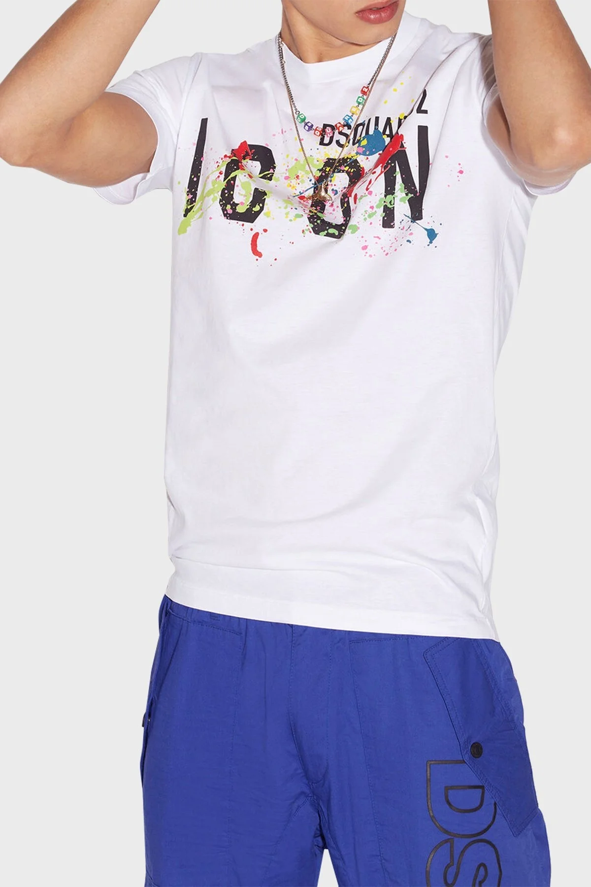 Dsquared2 Logolu Bisiklet Yaka % 100 Pamuk Regular Fit Erkek T Shirt S79GC0052 S23009 100 BEYAZ - 1