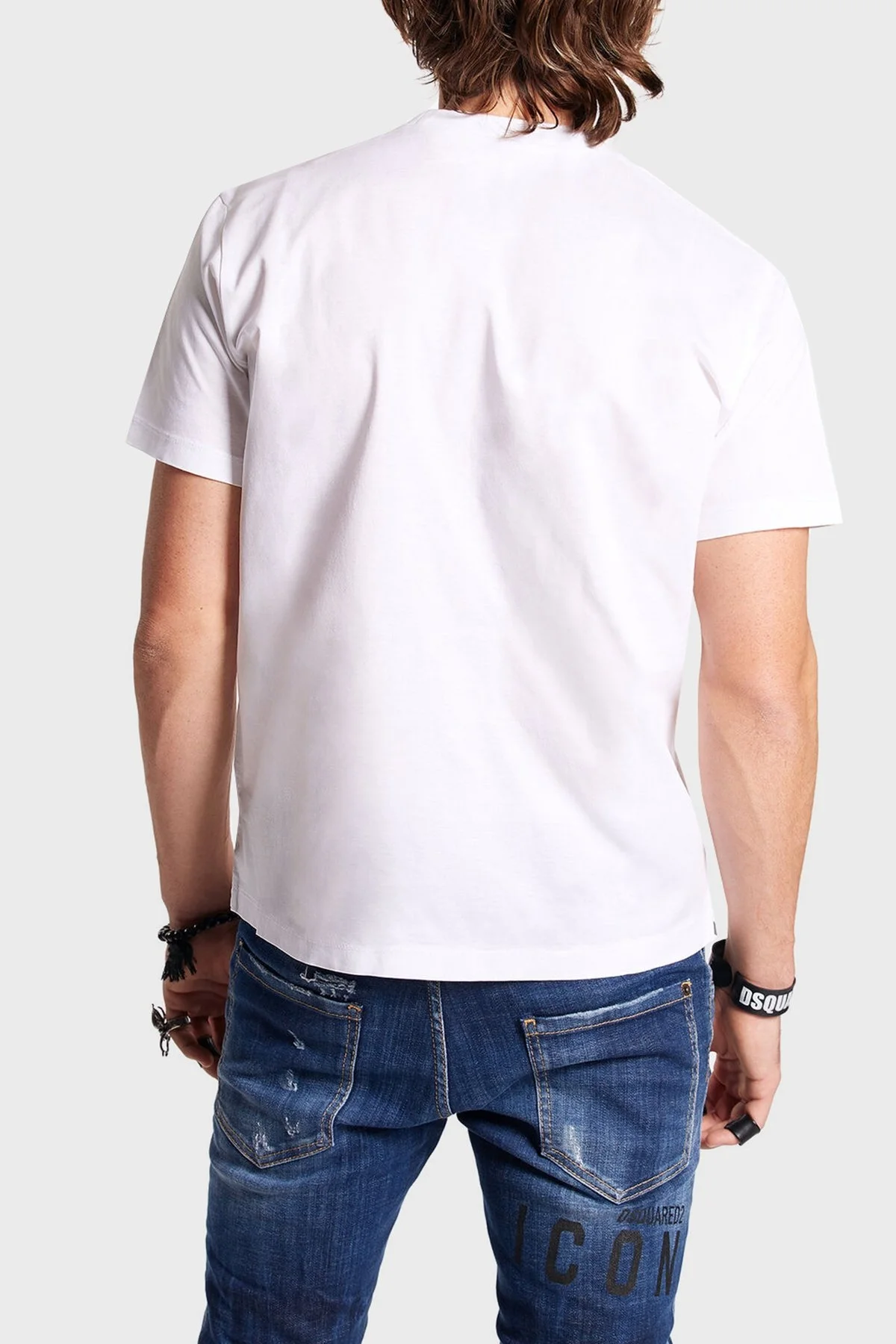 Dsquared2 Logolu Bisiklet Yaka % 100 Pamuk Relaxed Fit Erkek T Shirt S74GD0997 S23009 100 BEYAZ - 2