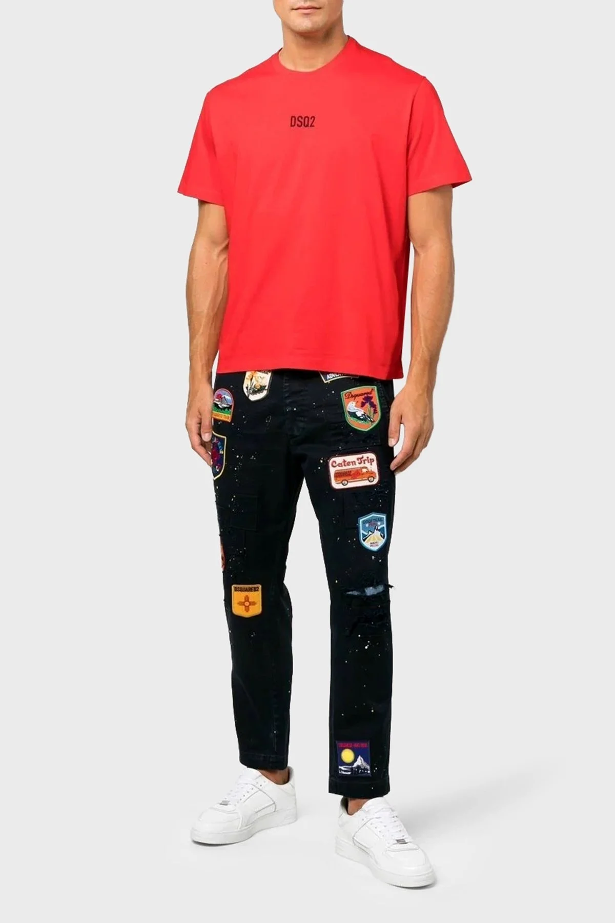 Dsquared2 Logolu Bisiklet Yaka % 100 Pamuk Relaxed Fit Erkek T Shirt S74GD0997 S23009 312 KIRMIZI - 6