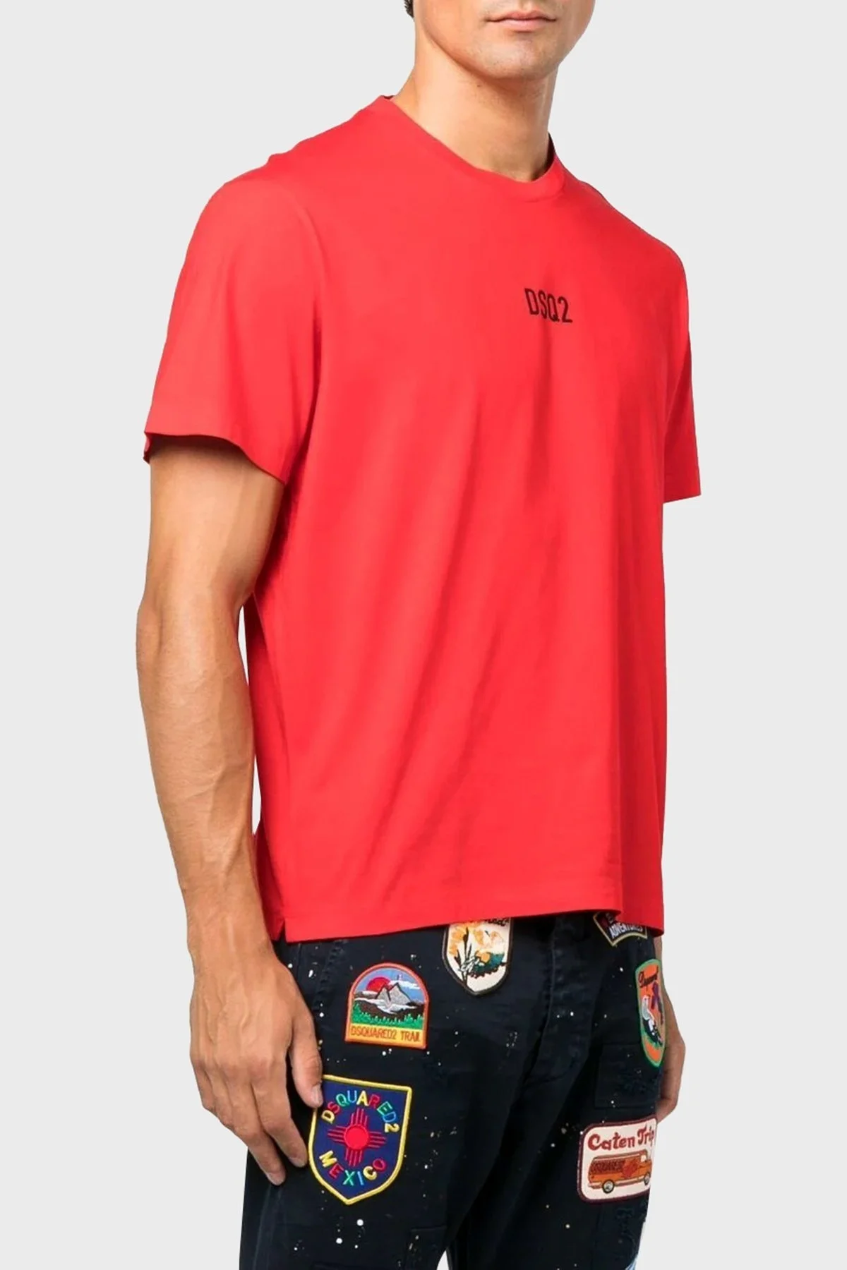 Dsquared2 Logolu Bisiklet Yaka % 100 Pamuk Relaxed Fit Erkek T Shirt S74GD0997 S23009 312 KIRMIZI - 8