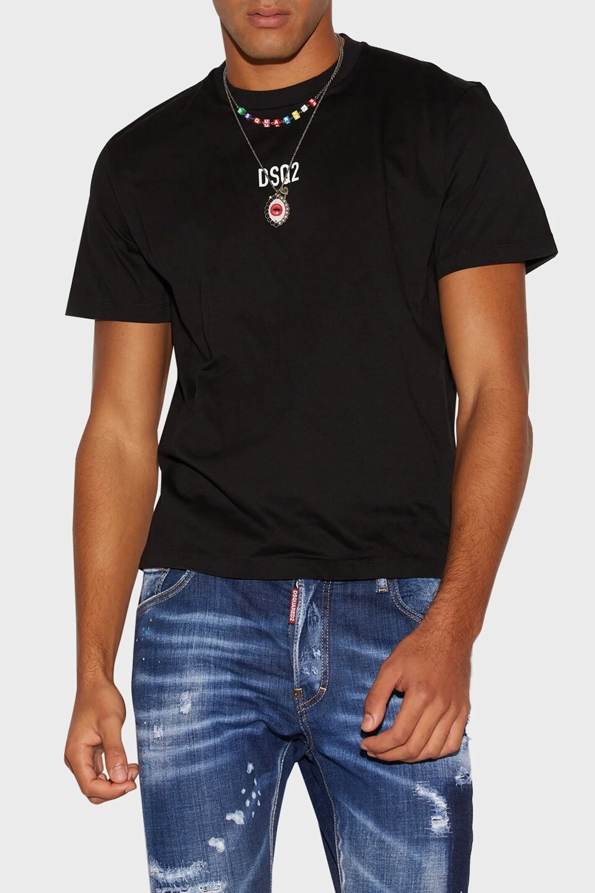 Dsquared2 Logolu Bisiklet Yaka % 100 Pamuk Relaxed Fit Erkek T Shirt S74GD0997 S23009 900 SİYAH - 1