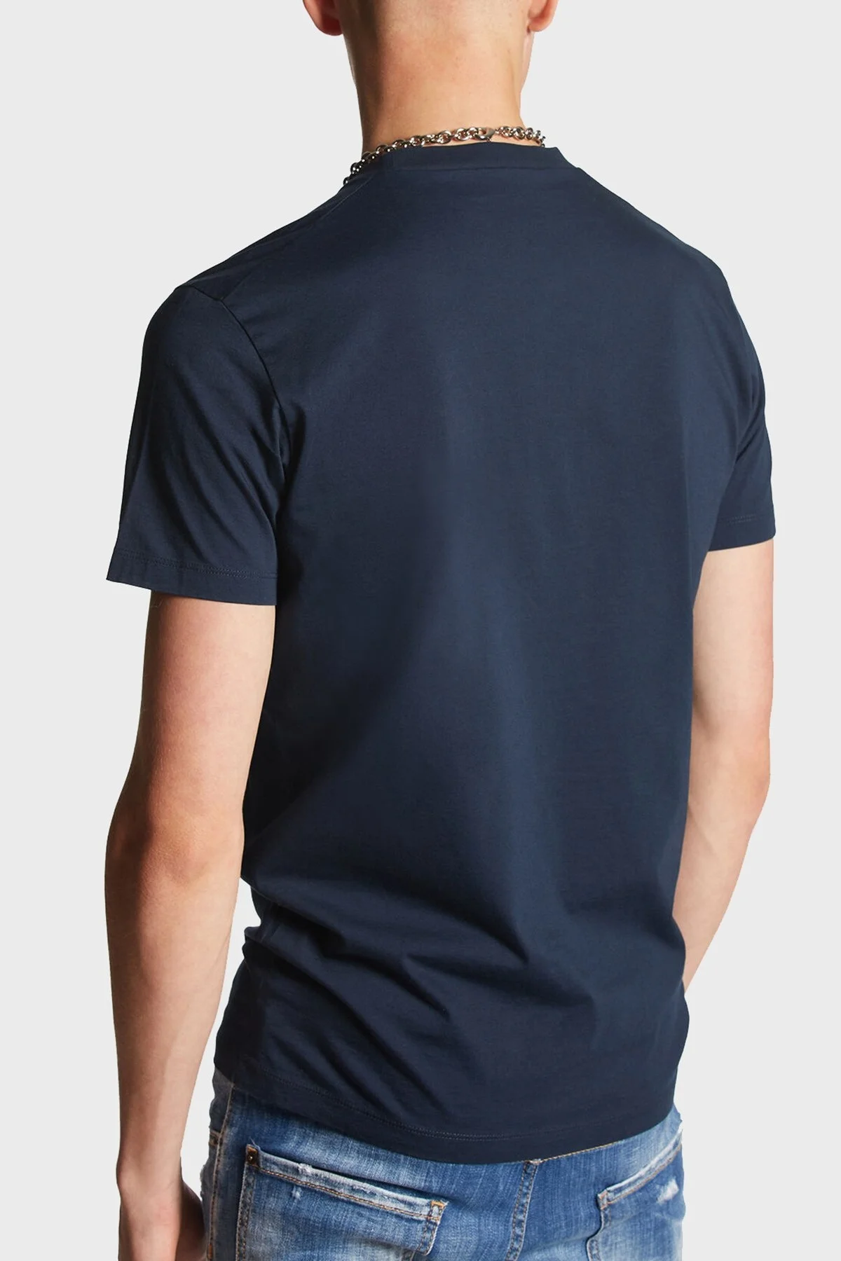 Dsquared2 Logolu Pamuklu Bisiklet Yaka Erkek T Shirt S74GD0946 S23009 478 LACİVERT - 3