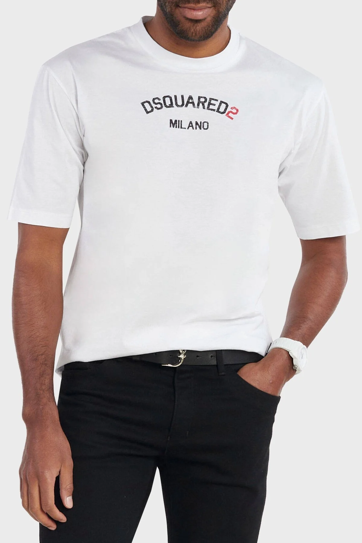 Dsquared2 Logolu Pamuklu Regular Fit Erkek T Shirt S74GD1268 S23009 100 BEYAZ - 1