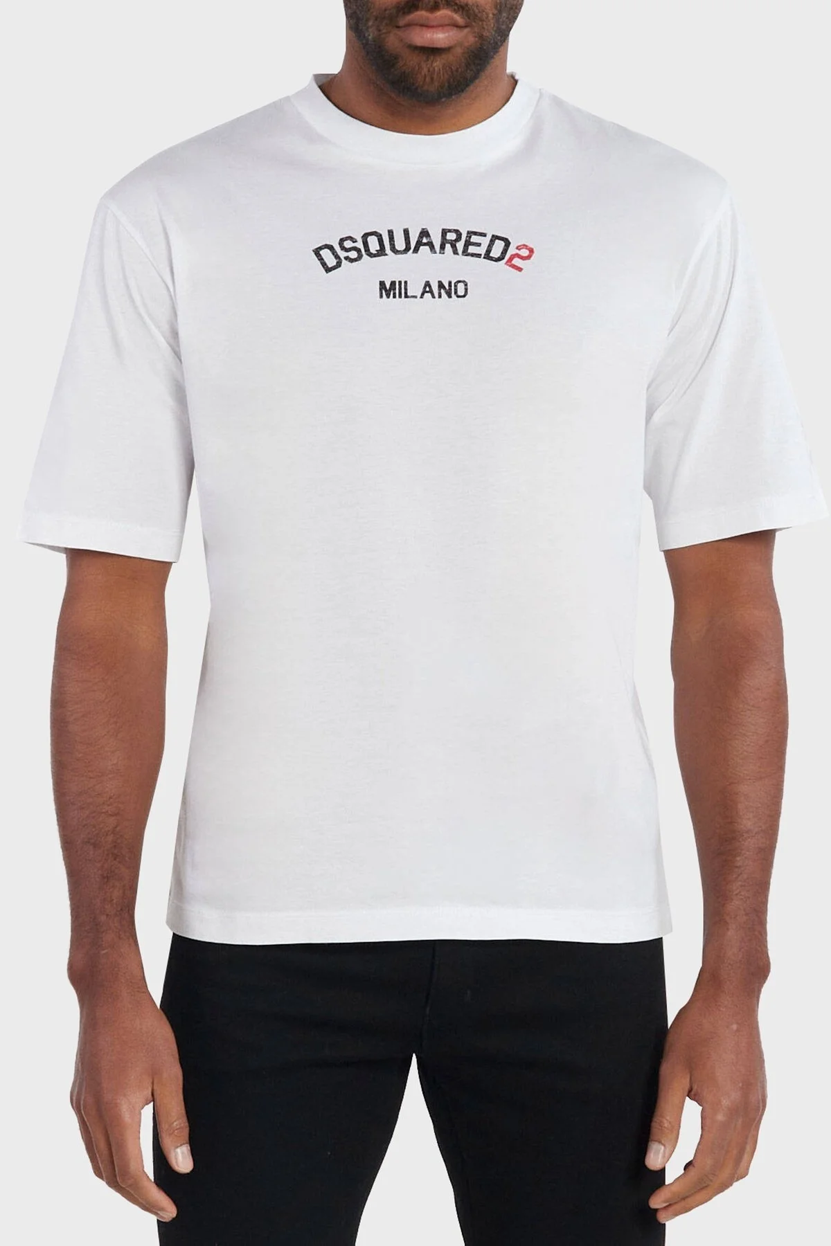 Dsquared2 Logolu Pamuklu Regular Fit Erkek T Shirt S74GD1268 S23009 100 BEYAZ - 4