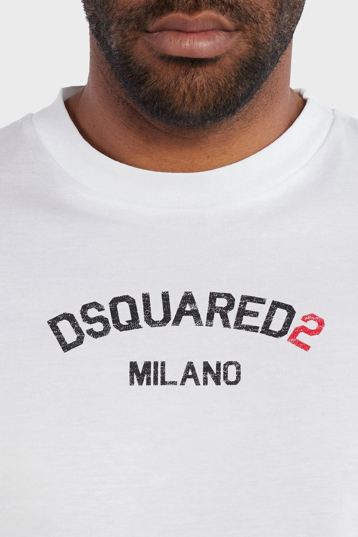 Dsquared2 Logolu Pamuklu Regular Fit Erkek T Shirt S74GD1268 S23009 100 BEYAZ - 5
