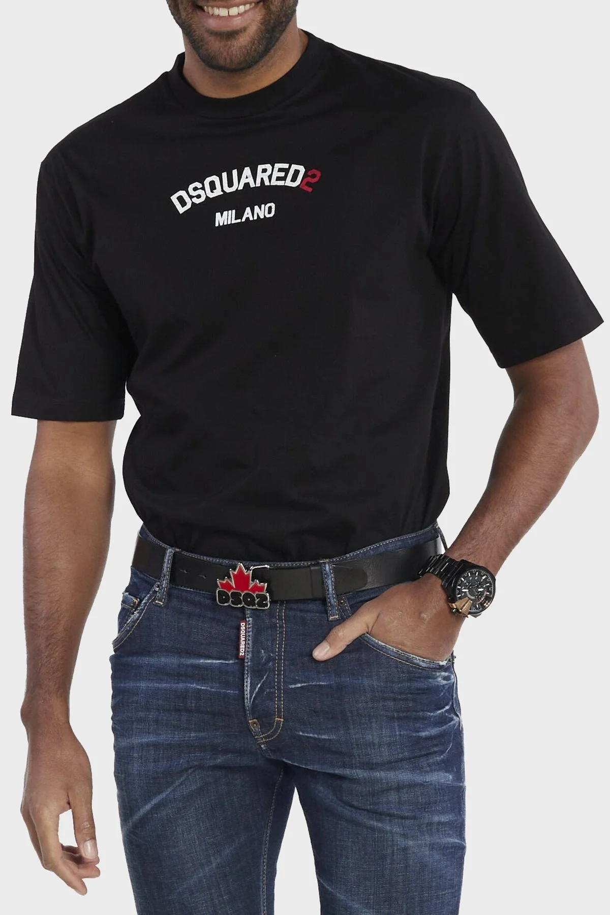 Dsquared2 Logolu Pamuklu Regular Fit Erkek T Shirt S74GD1268 S23009 900 SİYAH - 1