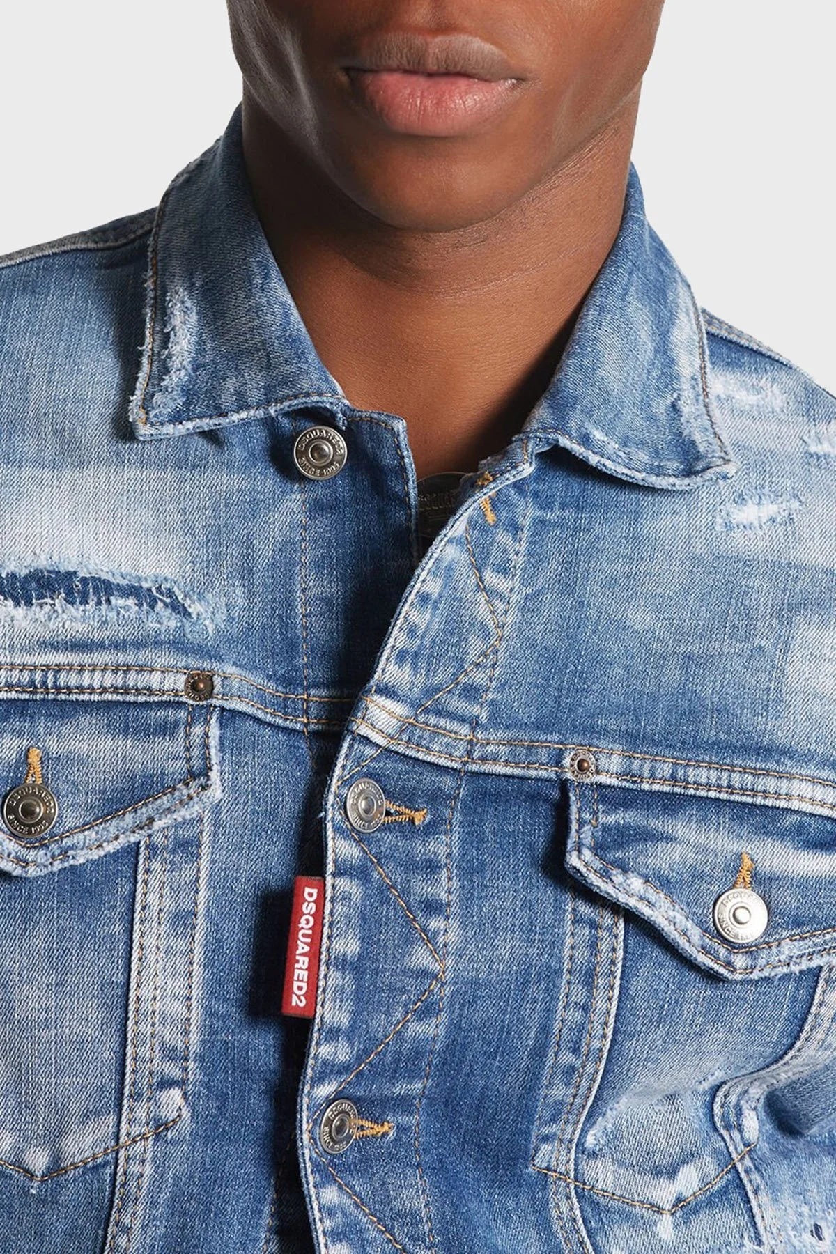 Dsquared2 Logolu Streç Pamuklu Slim Fit Erkek Kot Ceket S74AM1468 S30872 470 LACİVERT - 3