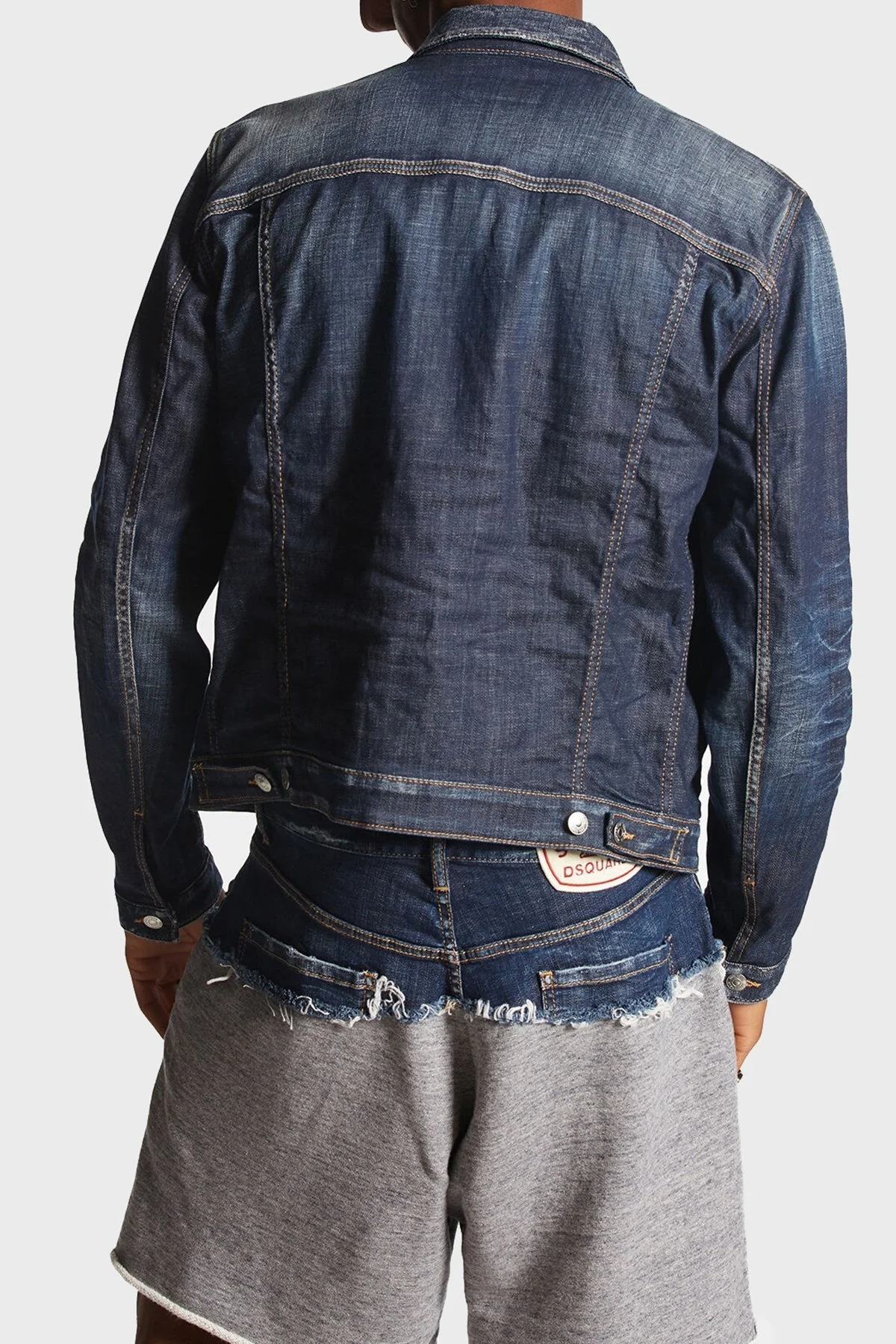 Dsquared2 Logolu Streç Pamuklu Slim Fit Erkek Kot Ceket S74AM1470 S30342 470 LACİVERT - 3