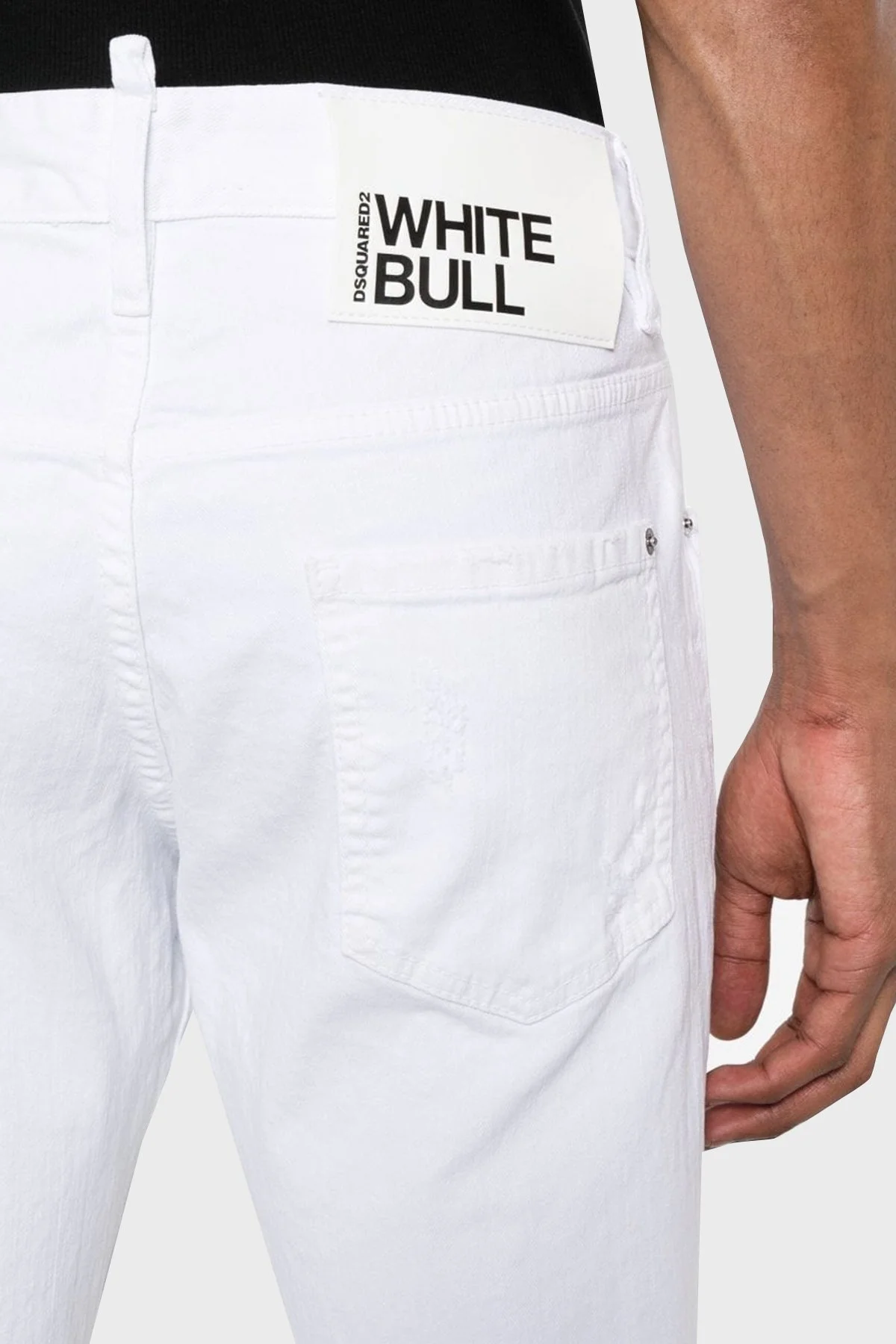 Dsquared2 Logolu Streç Pamuklu Slim Fit Jeans Erkek Kot Pantolon S71LB1352 STN833 100 BEYAZ - 4