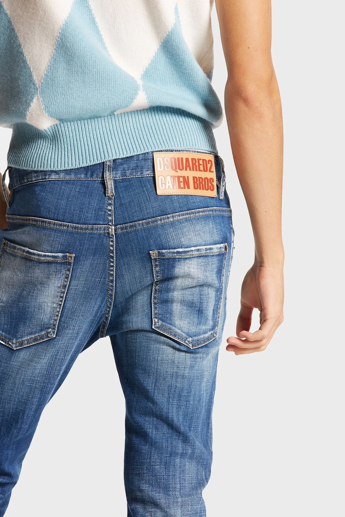 Dsquared2 Logolu Streç Pamuklu Slim Fit Jeans Erkek Kot Pantolon S71LB1384 S30342 470 LACİVERT - 4