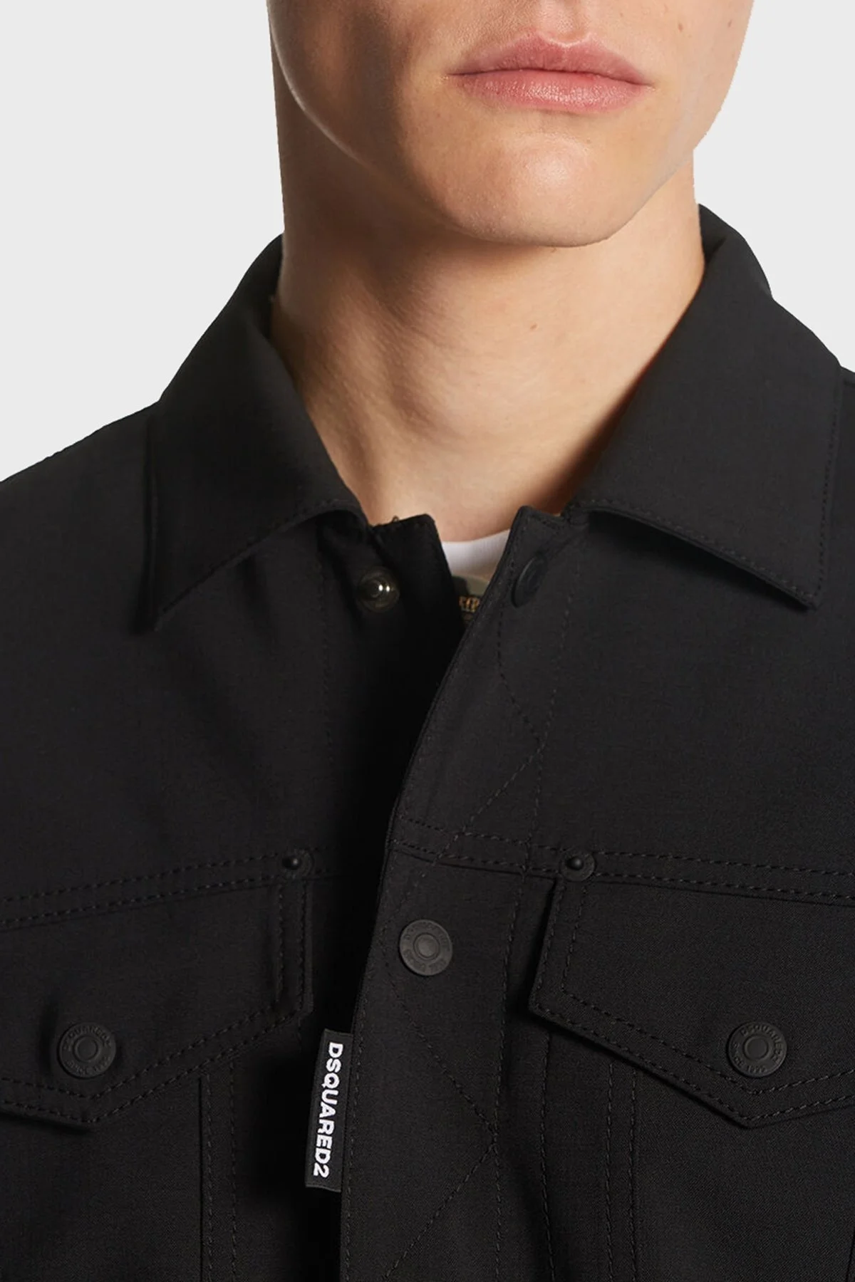 Dsquared2 Logolu Streç Yünlü Slim Fit Bomber Kot Erkek Ceket S74AM1482 S40320 900 SİYAH - 4