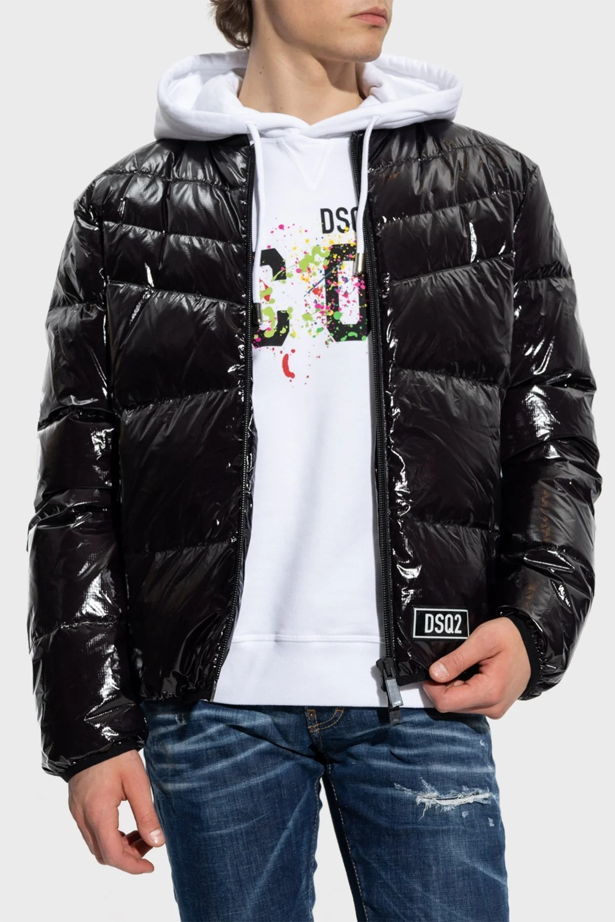 Dsquared2 Loose Fit Kuş Tüyü Dolgulu Kolej Yaka Şişme Erkek Mont S74AM1278 S54056 900 SİYAH - 1