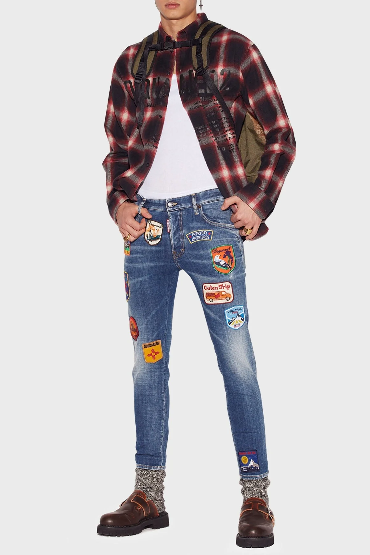 Dsquared2 Pamuklu Arma Detaylı Skinny Fit Normal Bel Jeans Erkek Kot Pantolon S74LB1205 470 LACİVERT - 1