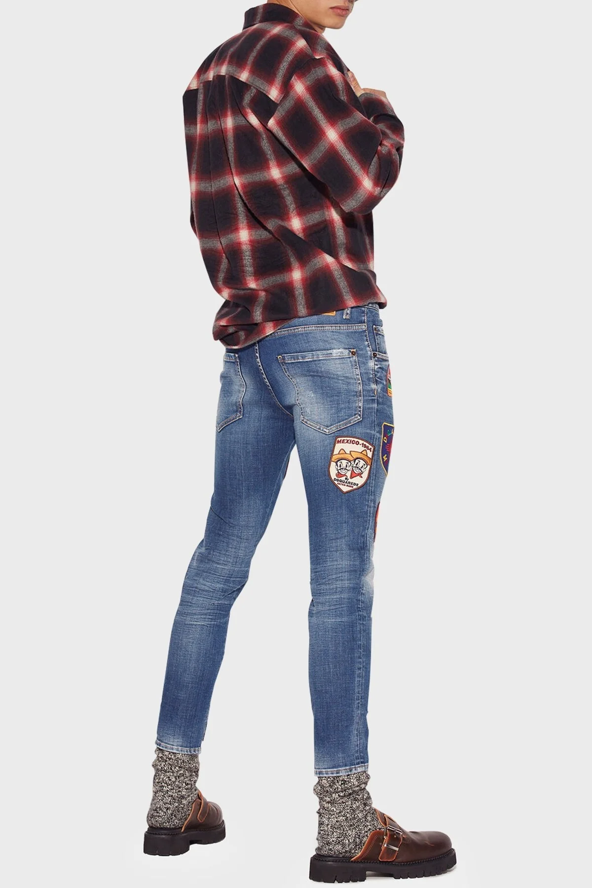 Dsquared2 Pamuklu Arma Detaylı Skinny Fit Normal Bel Jeans Erkek Kot Pantolon S74LB1205 470 LACİVERT - 2