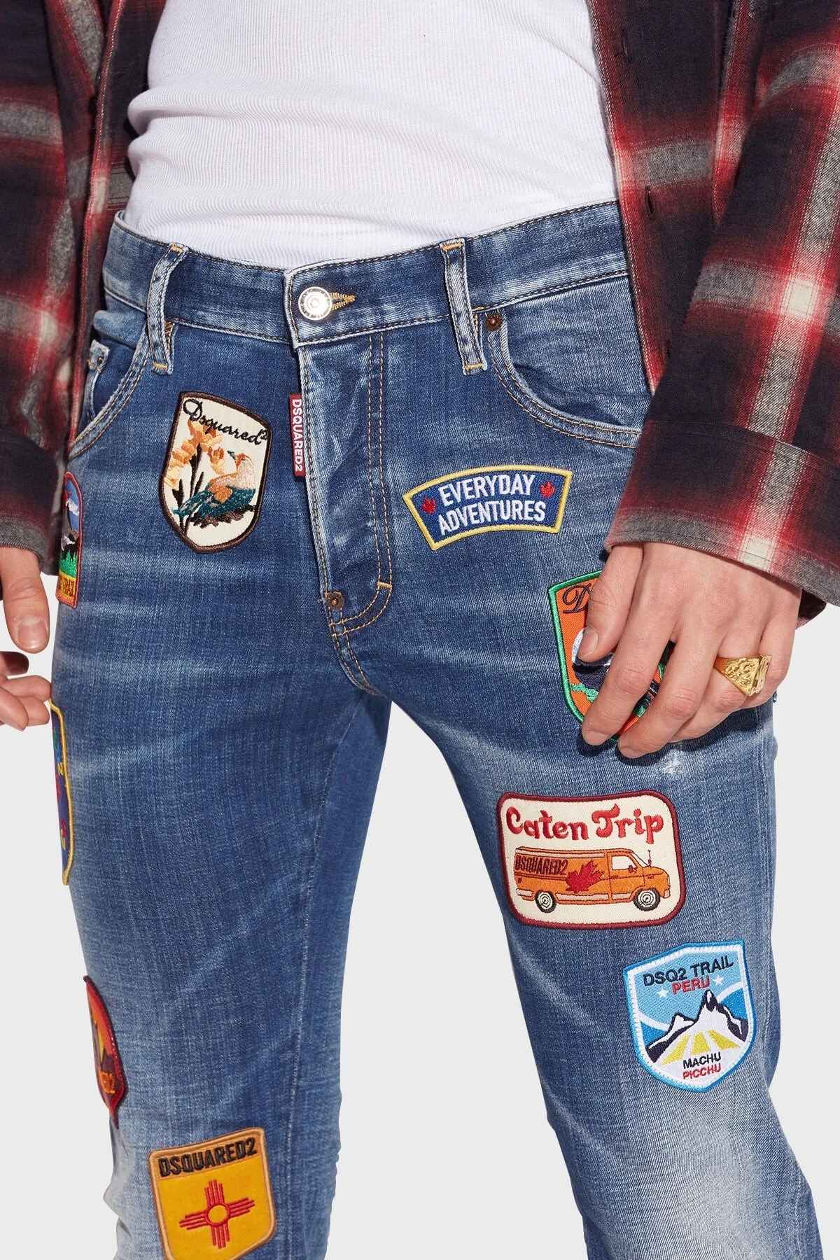 Dsquared2 Pamuklu Arma Detaylı Skinny Fit Normal Bel Jeans Erkek Kot Pantolon S74LB1205 470 LACİVERT - 4