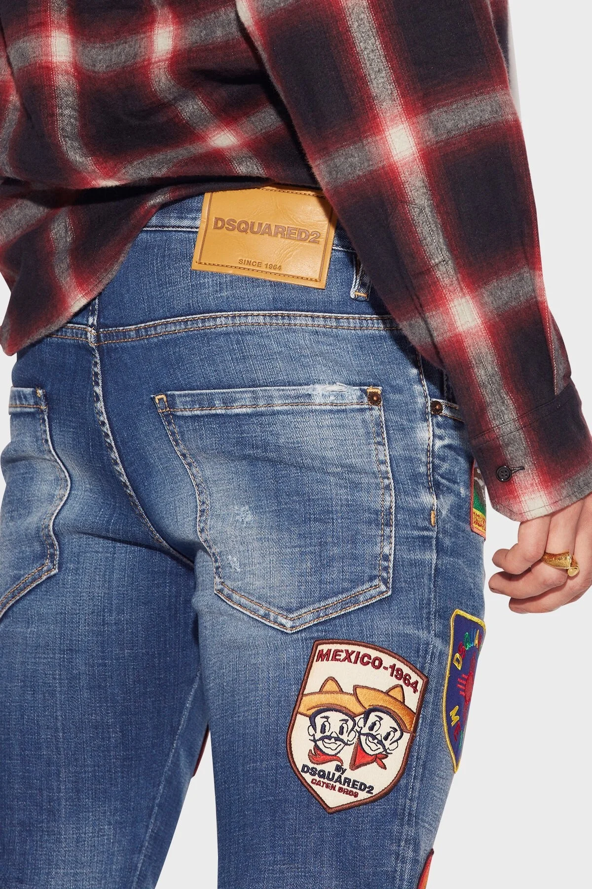 Dsquared2 Pamuklu Arma Detaylı Skinny Fit Normal Bel Jeans Erkek Kot Pantolon S74LB1205 470 LACİVERT - 5