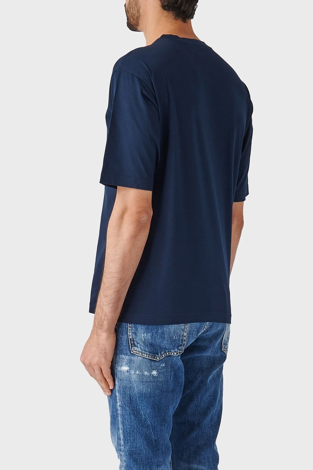 Dsquared2 Pamuklu Bisiklet Yaka Oversize Fit Erkek T Shirt S74GD1267 S23009 478 LACİVERT - 3