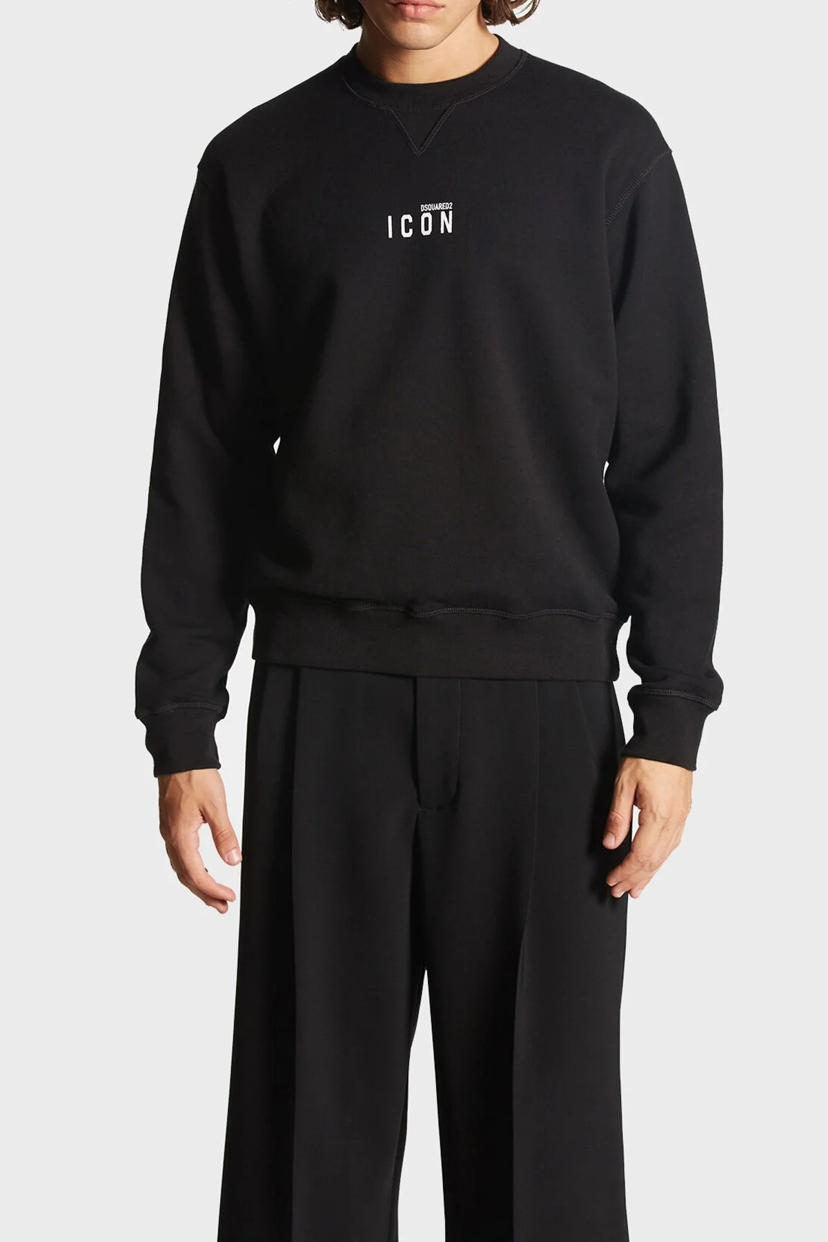 Dsquared2 Pamuklu Bisiklet Yaka Regular Fit Erkek Sweat S79GU0009 S25516 965 SİYAH - 1