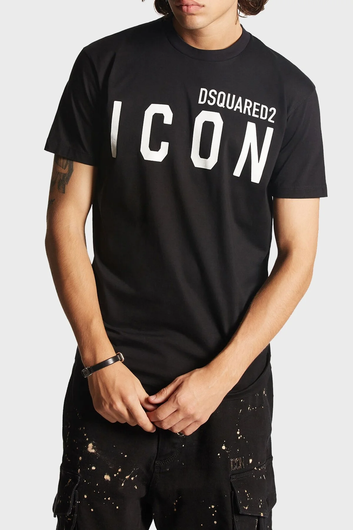 Dsquared2 Pamuklu Bisiklet Yaka Slim Fit Erkek T Shirt S79GC0003 S23009 980 SİYAH - 1